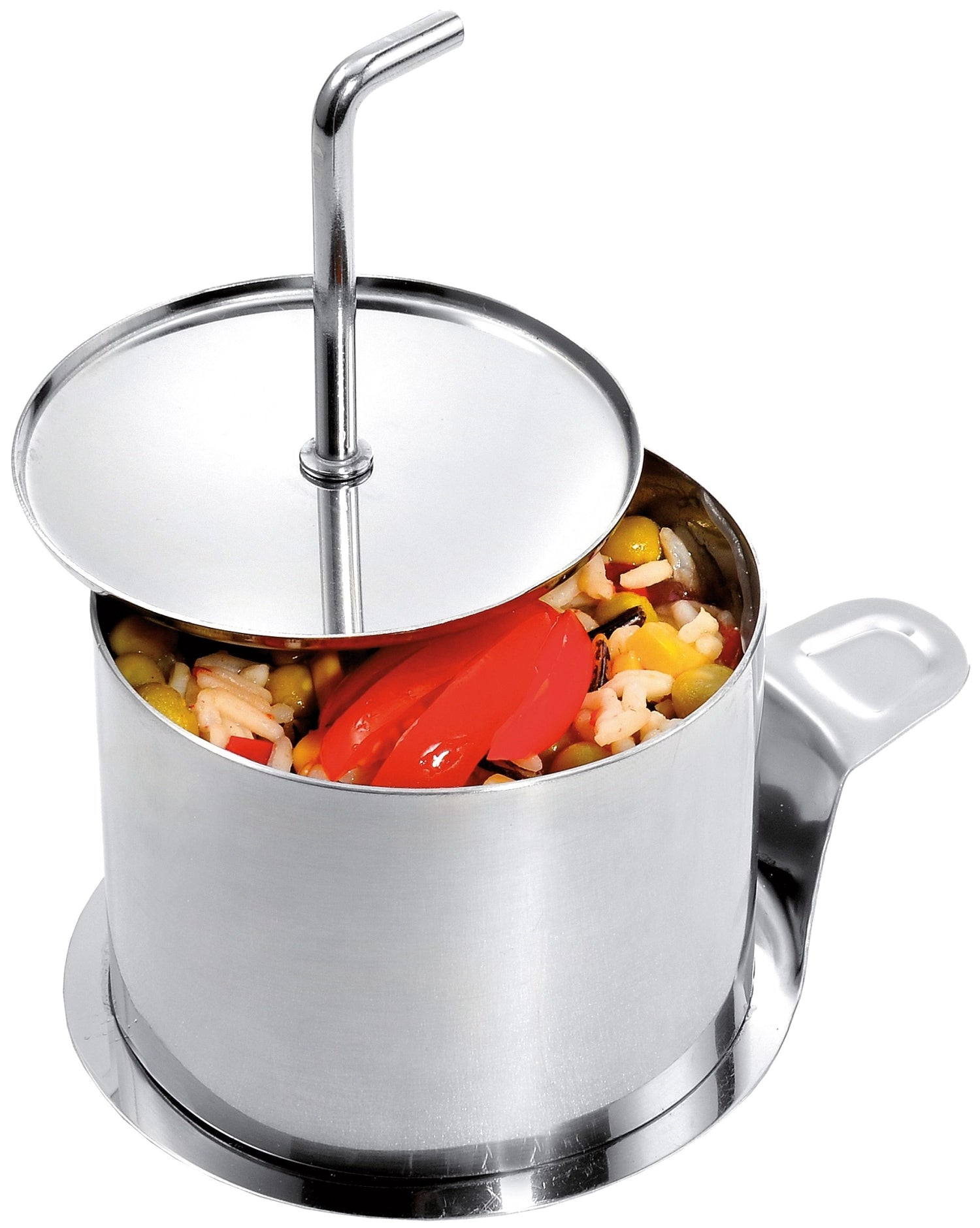 Praktisches 4-teiliges Set runder Dessert- und Speiseformen von Westmark, ideal für die Zubereitung von köstlichen Desserts und Snacks.