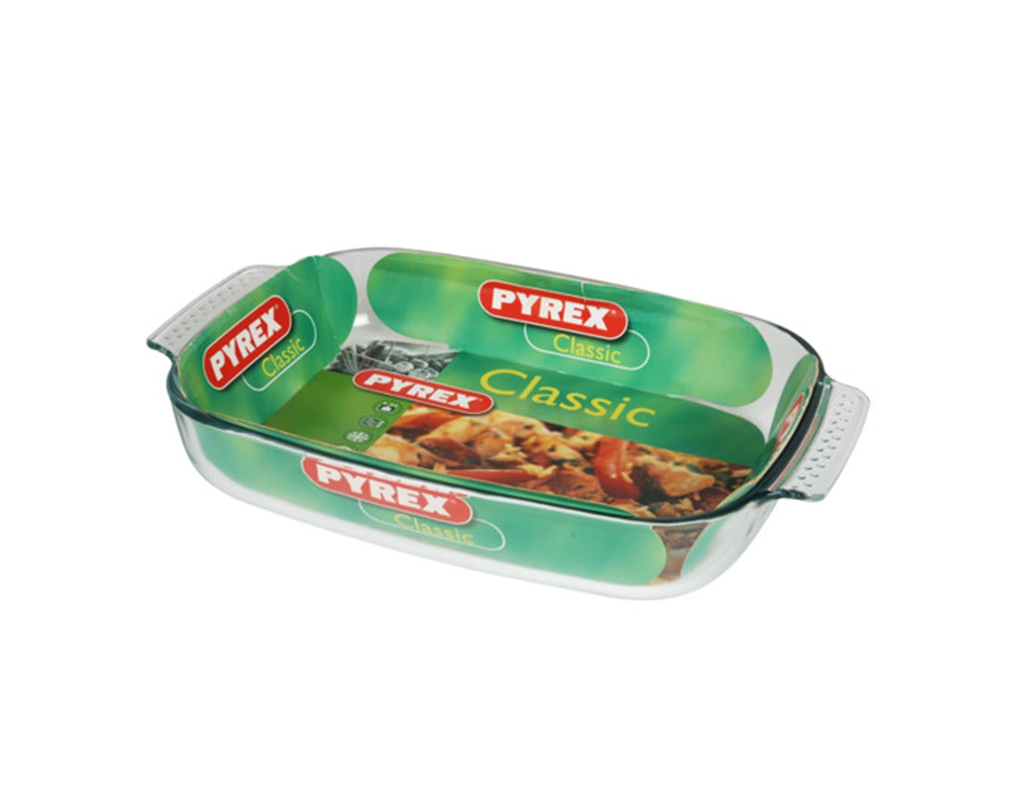 Der PYREX Bräter 39x25 cm aus Borosilikatglas ist hitzebeständig, spülmaschinenfest und ideal für große Portionen.