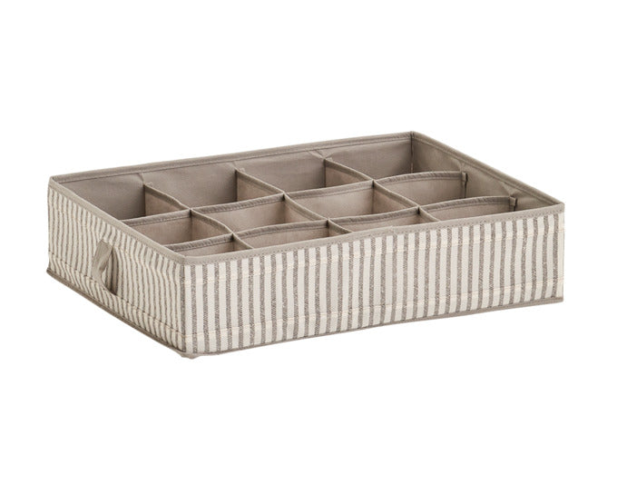 ZELLER Aufbewahrungsbox Vlies Stripes beige 12 Fächer 44x34x11 cm in  präsentiert im Onlineshop von KAQTU Design AG. Haushaltshilfen ist von ZELLER PRESENT