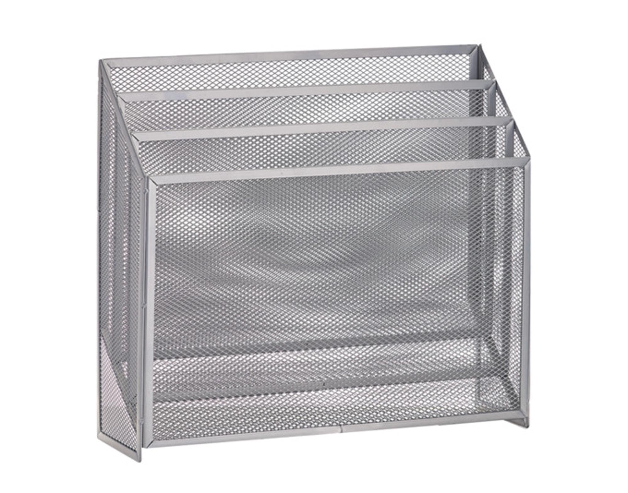 ZELLER Zeitungsständer Mesh Metall silber 32x9x29.5 cm