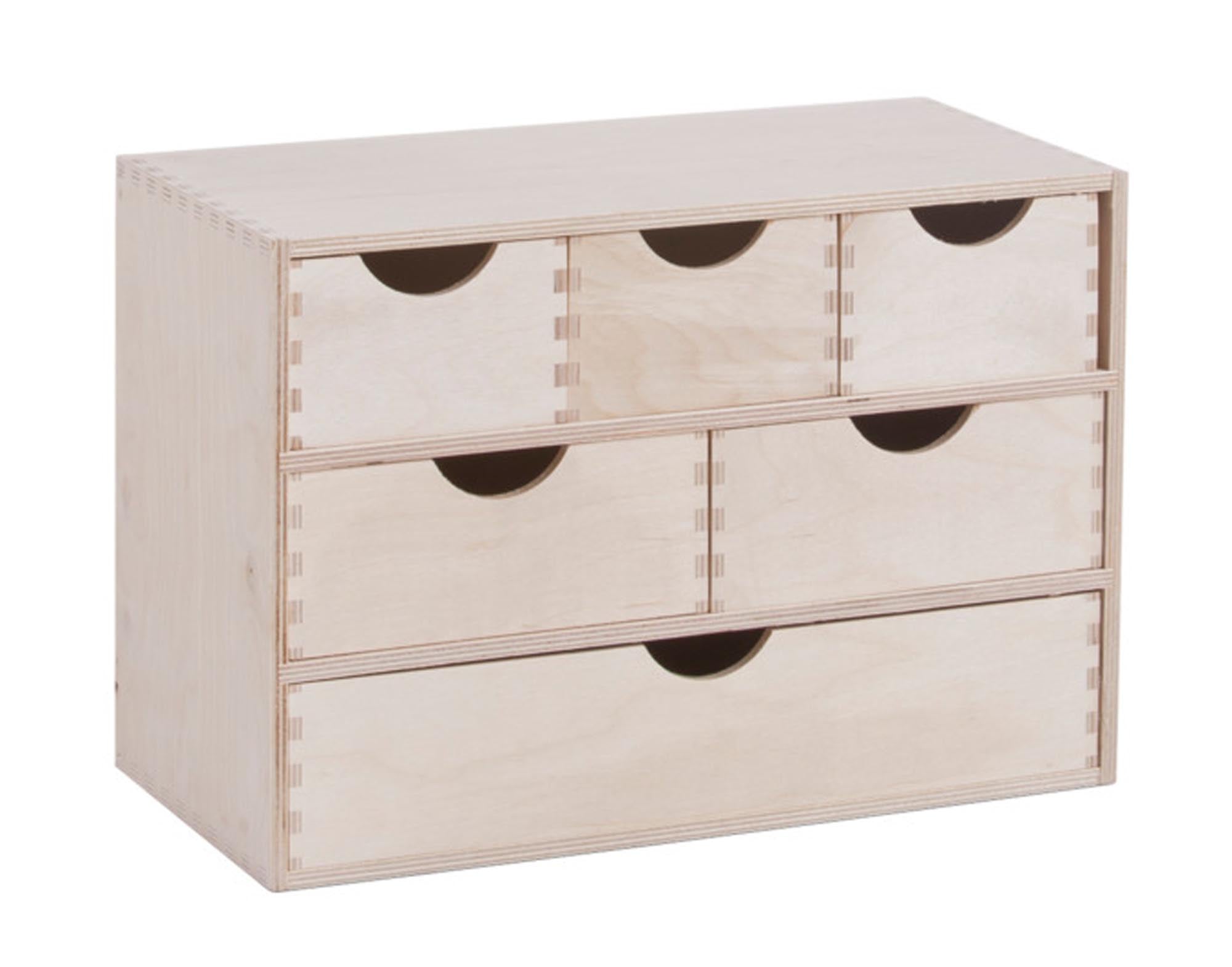 Zeller drawer box birch 6-er 40x20x28 cm