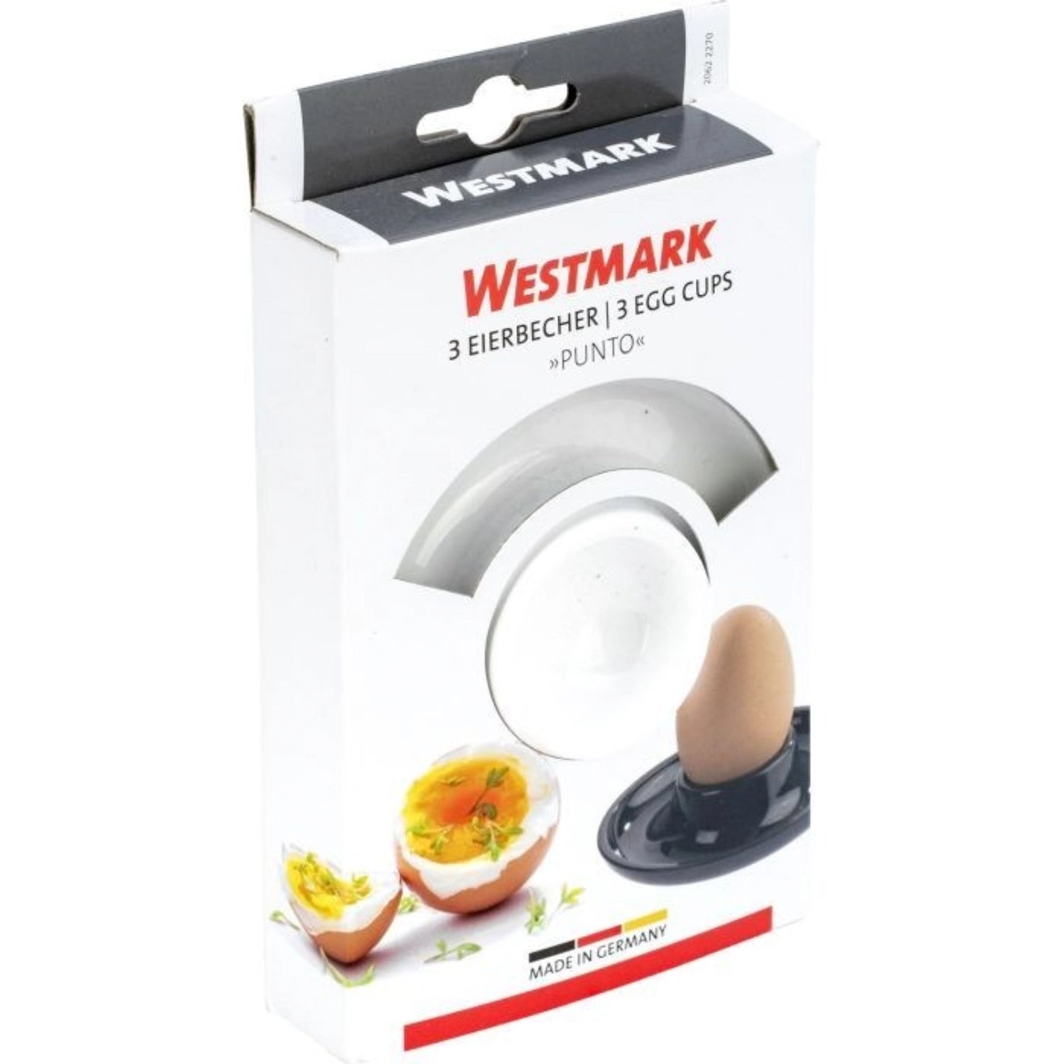 3er Set Eierbecher Punto auf Karte, weiss, D10.5x2cm