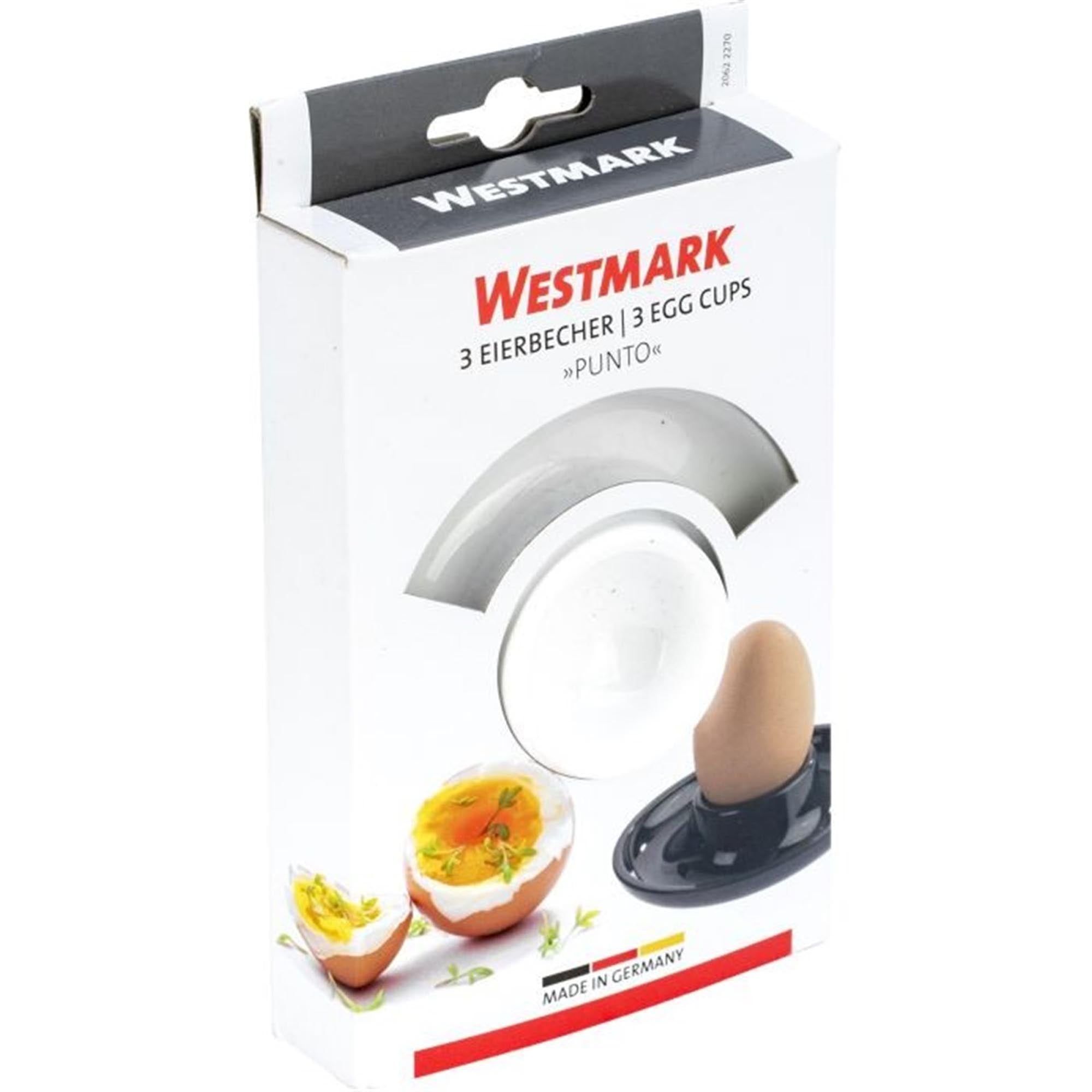 Elegantes 3er-Set Eierbecher Punto von Westmark, weiß, Ø10.5x2cm, ideal für Frühstückseier, stilvoll und praktisch.