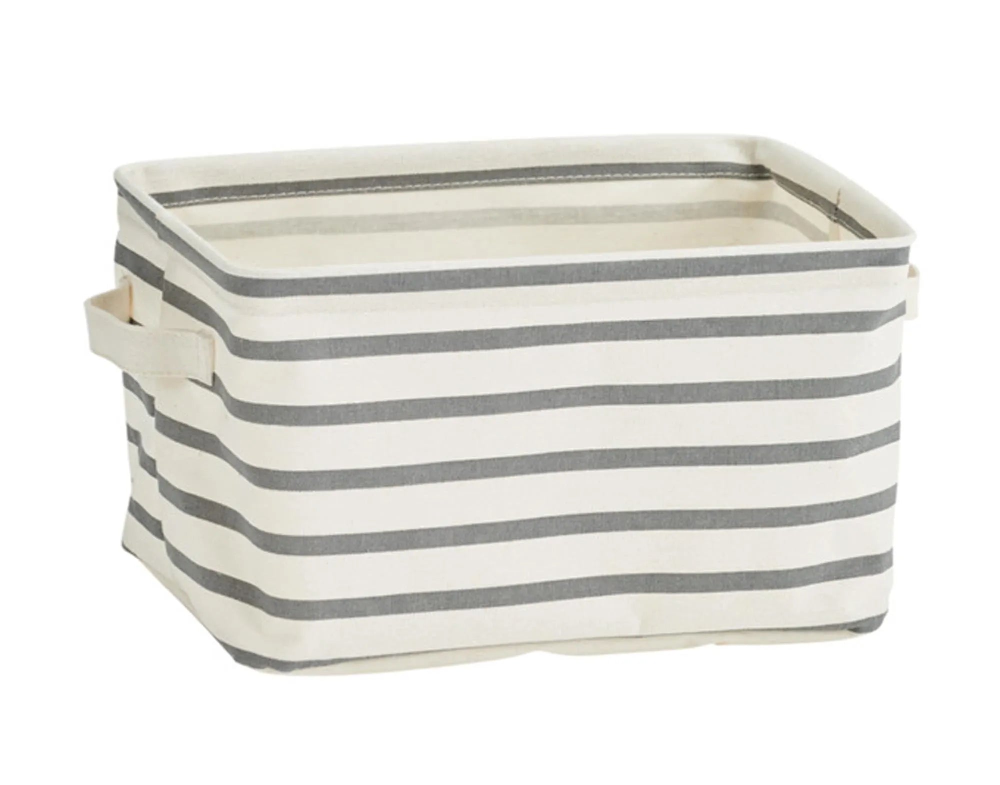 Moderner Aufbewahrungskorb in Grau mit Streifenmuster, 28x21x16 cm, ideal für Spielzeug, Bücher, Kleidung. Langlebig und pflegeleicht.