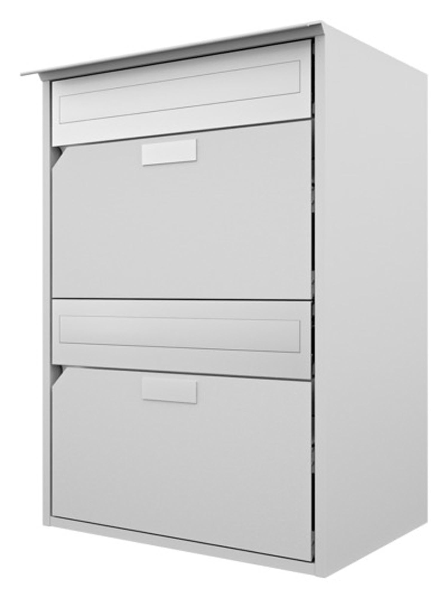 Robuster, wetterfester Alu-Briefkasten von HUBER: modernes Design, sichere Einwurföffnung, integrierte Zeitungsrolle.