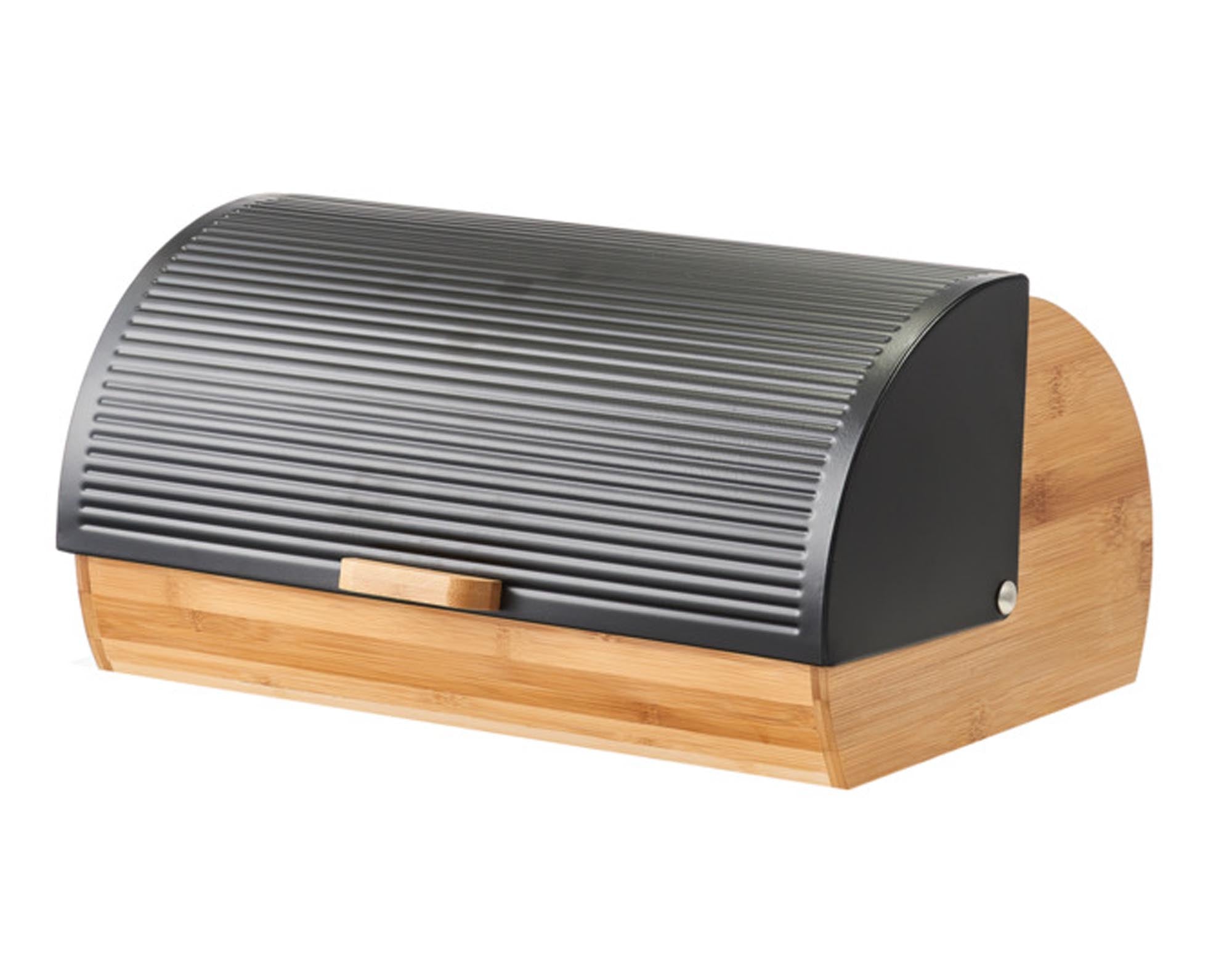 ZELLER Rollbrotkasten Bamboo Metall schwarz 39x27x19 cm in  präsentiert im Onlineshop von KAQTU Design AG. Brotkorb ist von ZELLER PRESENT