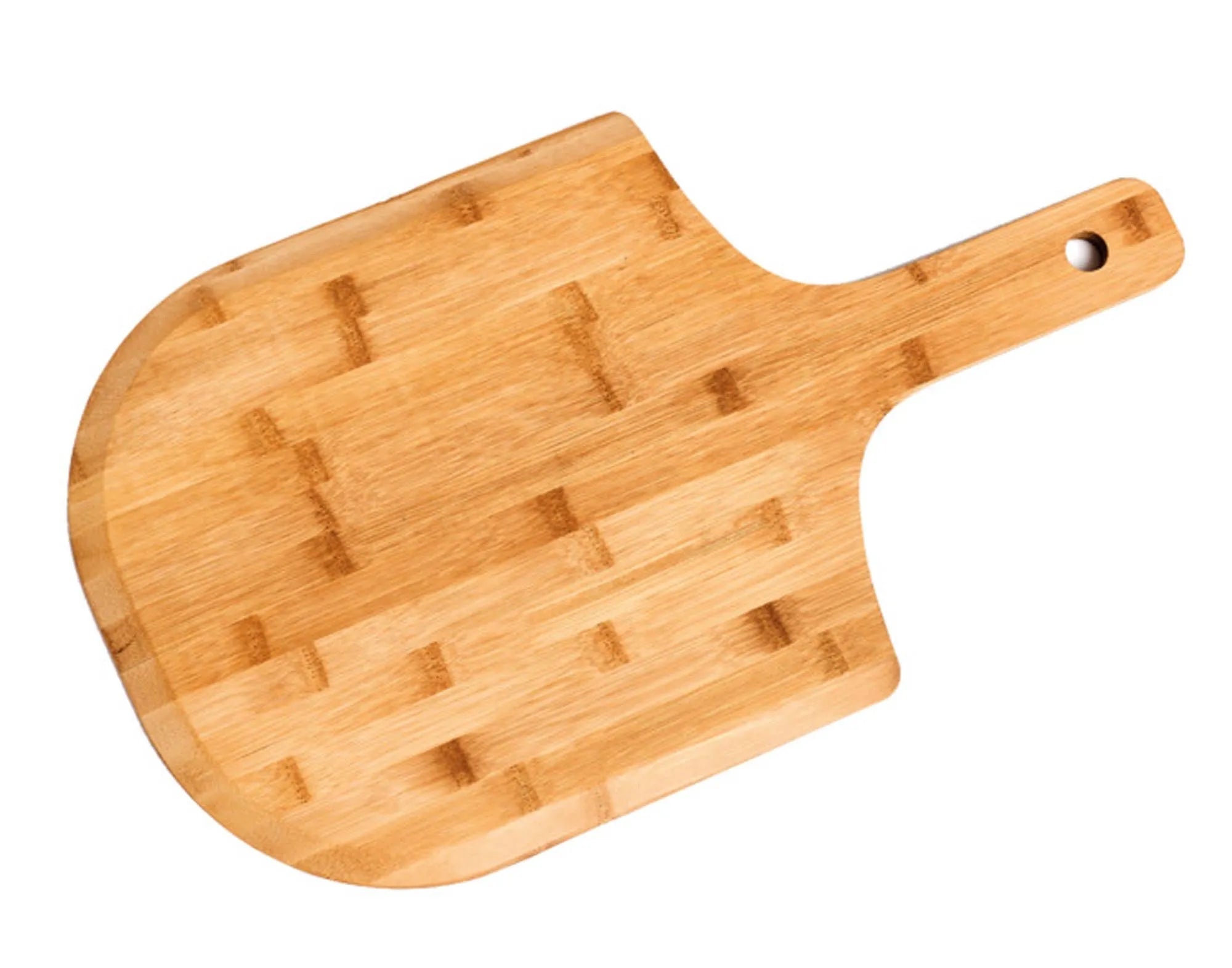 Elegantes, robustes Pizzabrett aus antibakteriellem Bambus, ideal für Pizza, Brot und Käse. Nachhaltig und vielseitig einsetzbar.