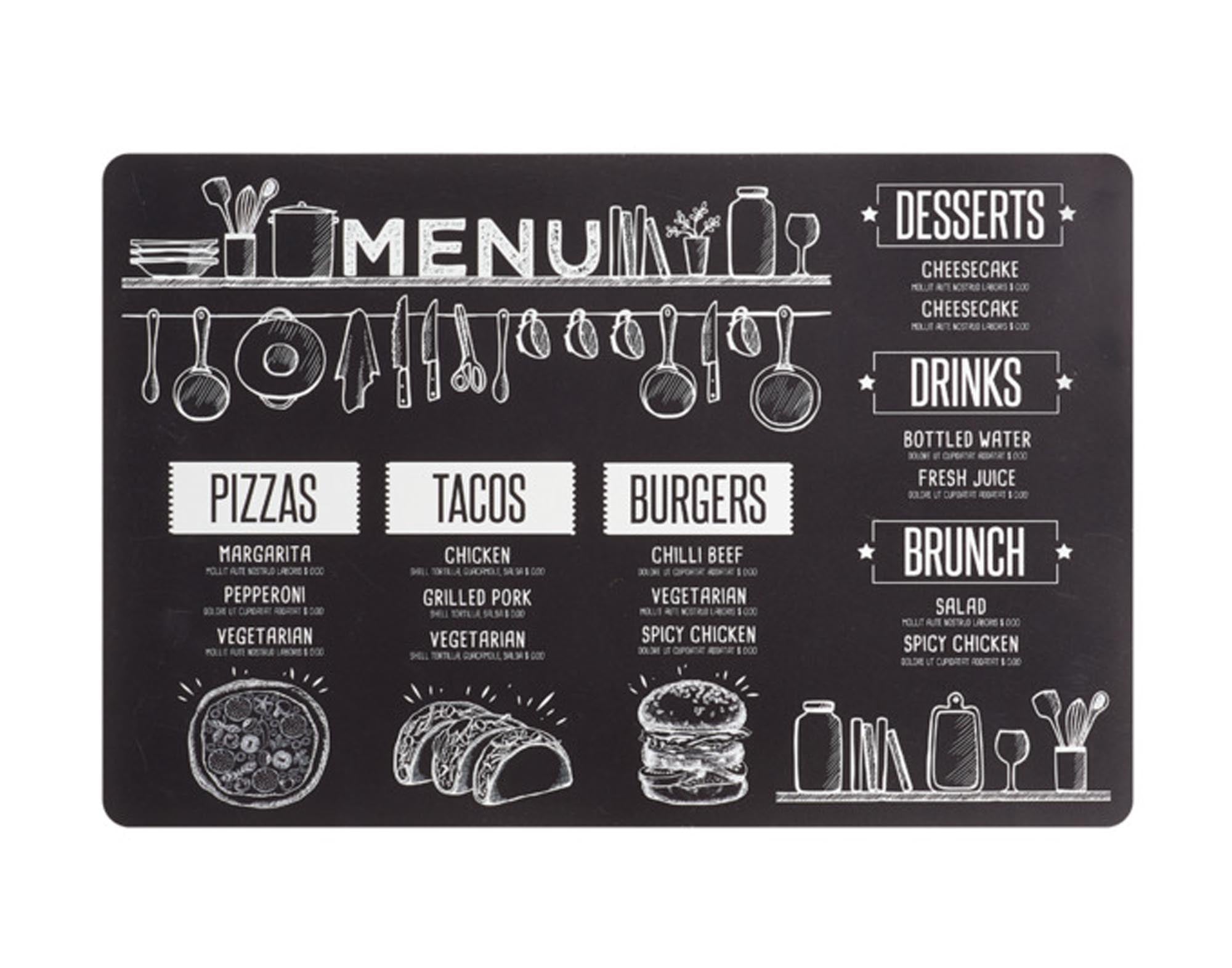 ZELLER Tischset Menu schwarz 43.5x28.5 cm