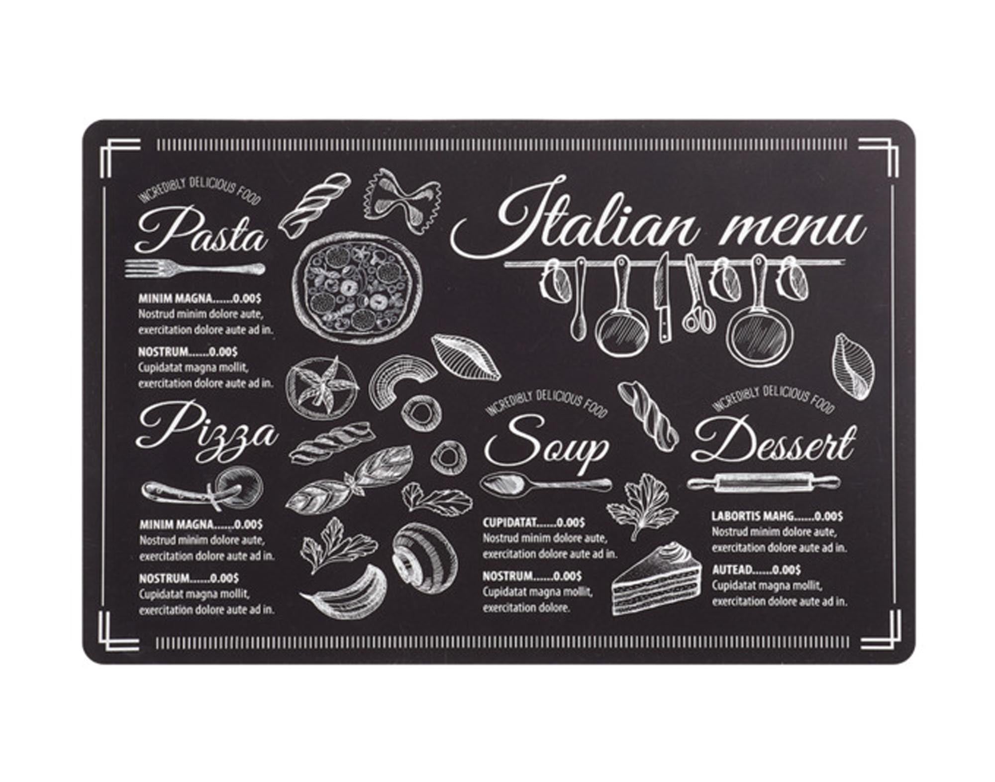 Table Zeller Set Italian Menu noir 43.5x28,5 cm