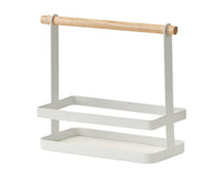 ZELLER Menage Bambus Metall weiss 24x10x20 cm