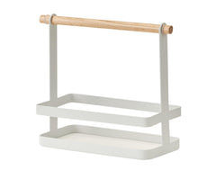 ZELLER Menage Bambus Metall weiss 24x10x20 cm