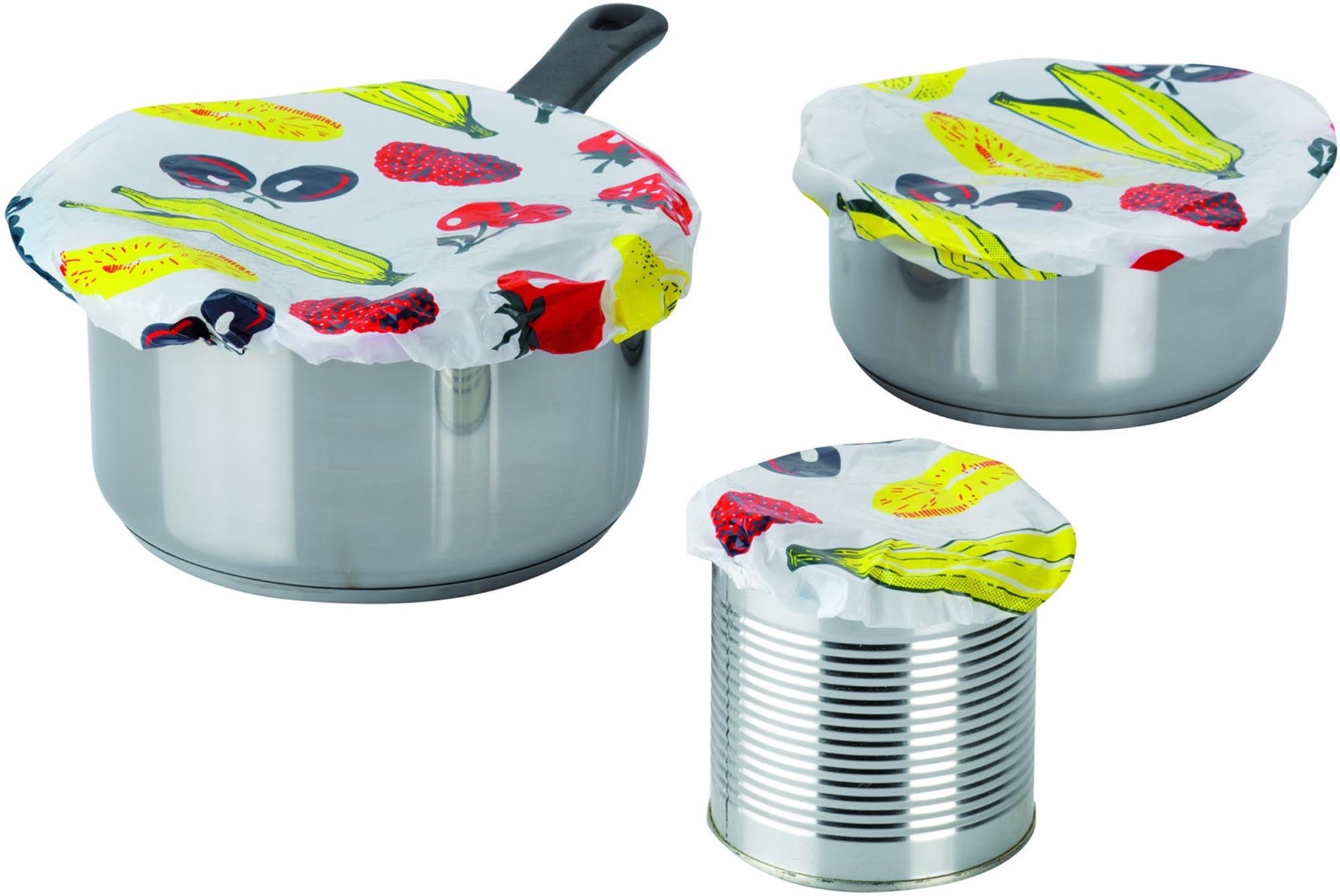Praktisches 5er Set Topfhauben von Westmark in verschiedenen Größen (9-25 cm), ideal zum Abdecken und Frischhalten von Speisen.
