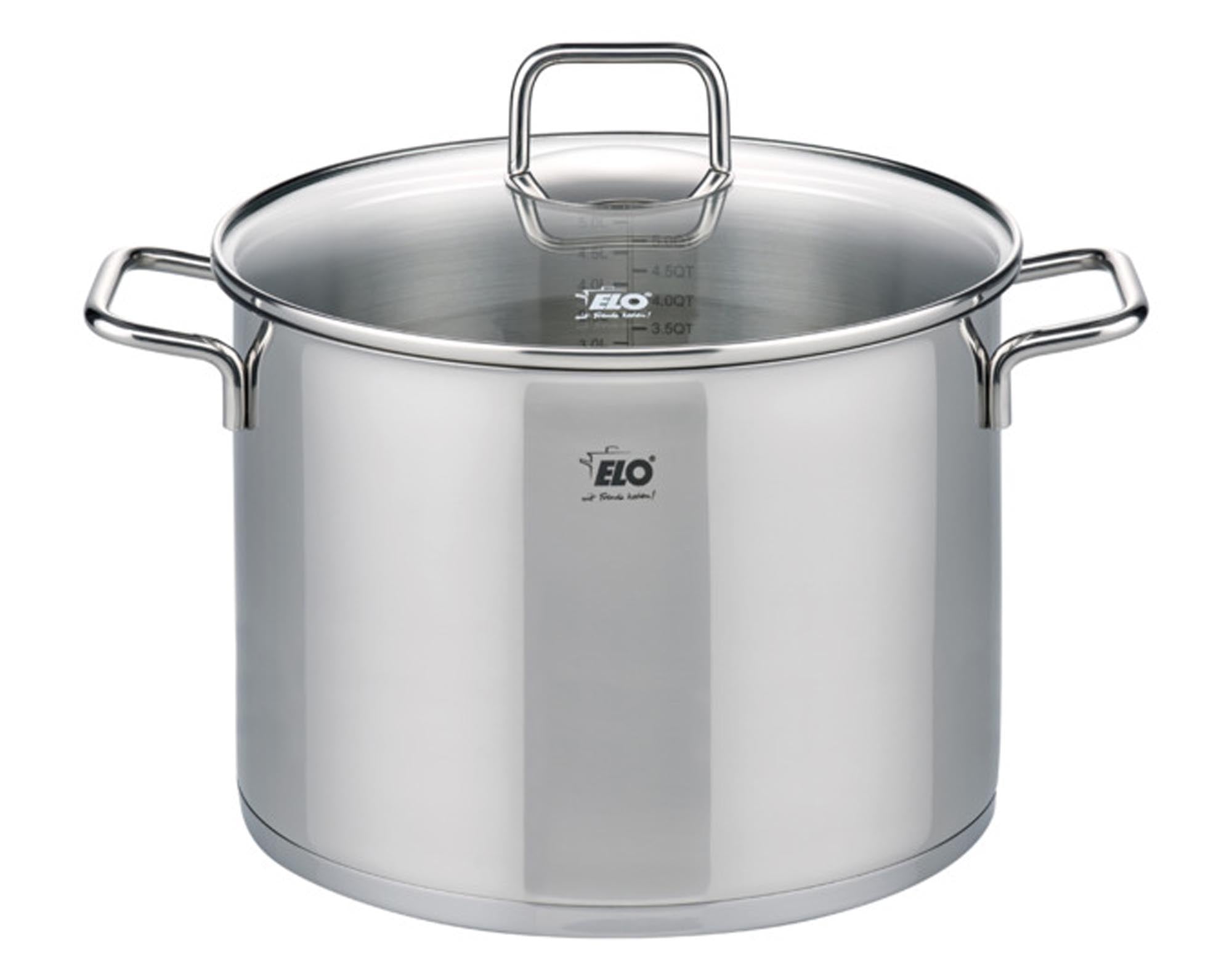 ELO Kochtopf Citrin 26 cm: Edelstahl, Antihaft, Glasdeckel, hitzebeständige Griffe, für alle Herdarten, spülmaschinenfest.