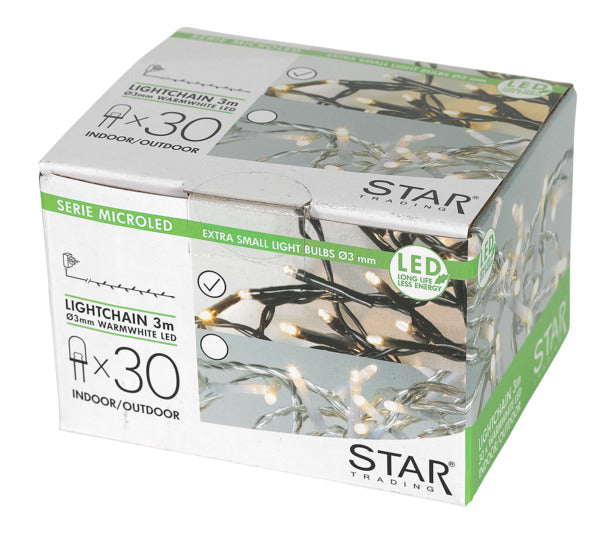 <tc>STAR TRADING</tc> Micro LED light chain 3 m 30 bulbs IP44 <tc>schwarz</tc>the cable
