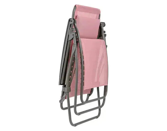 Ergonomischer Relaxsessel LAFUMA R-Clip in Cerisier, ideal für Entspannung, mit robustem Stahlrahmen und atmungsaktivem Bezug.