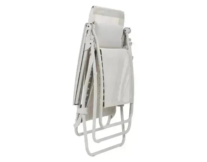 Ergonomischer LAFUMA Relaxsessel R-Clip in Seigle, ideal für Entspannung, mit robustem Stahlrahmen und atmungsaktivem Bezug.