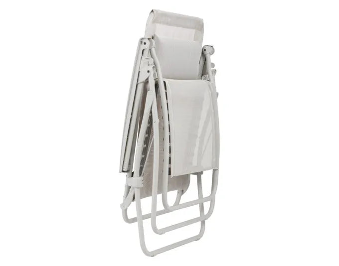 Ergonomischer LAFUMA Relaxsessel R-Clip in Seigle, ideal für Entspannung, mit robustem Stahlrahmen und atmungsaktivem Bezug.