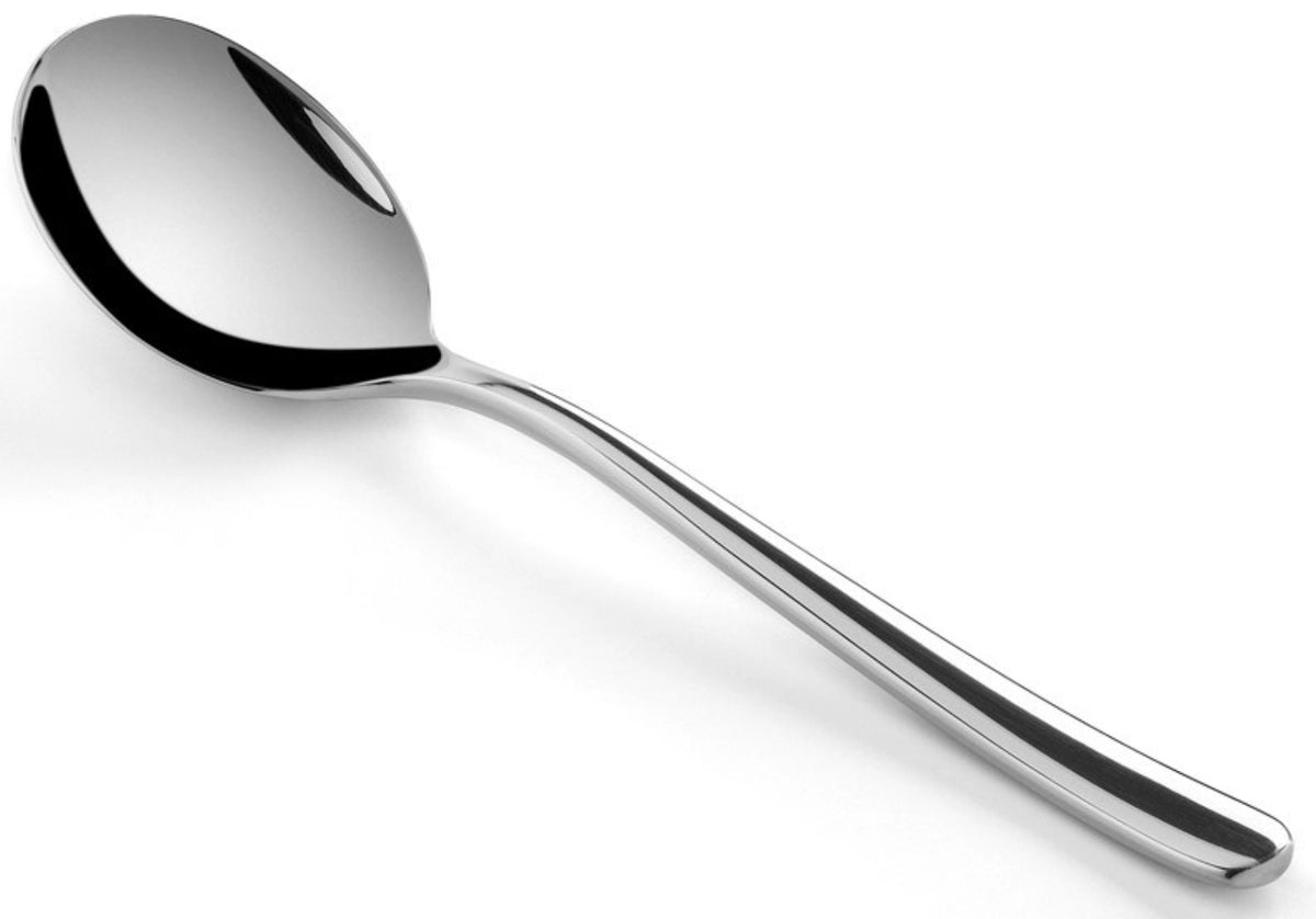 Courchevel Suppen-/Creme-Löffel edelstahl glänzend in Silber präsentiert im Onlineshop von KAQTU Design AG. Besteck ist von Revol