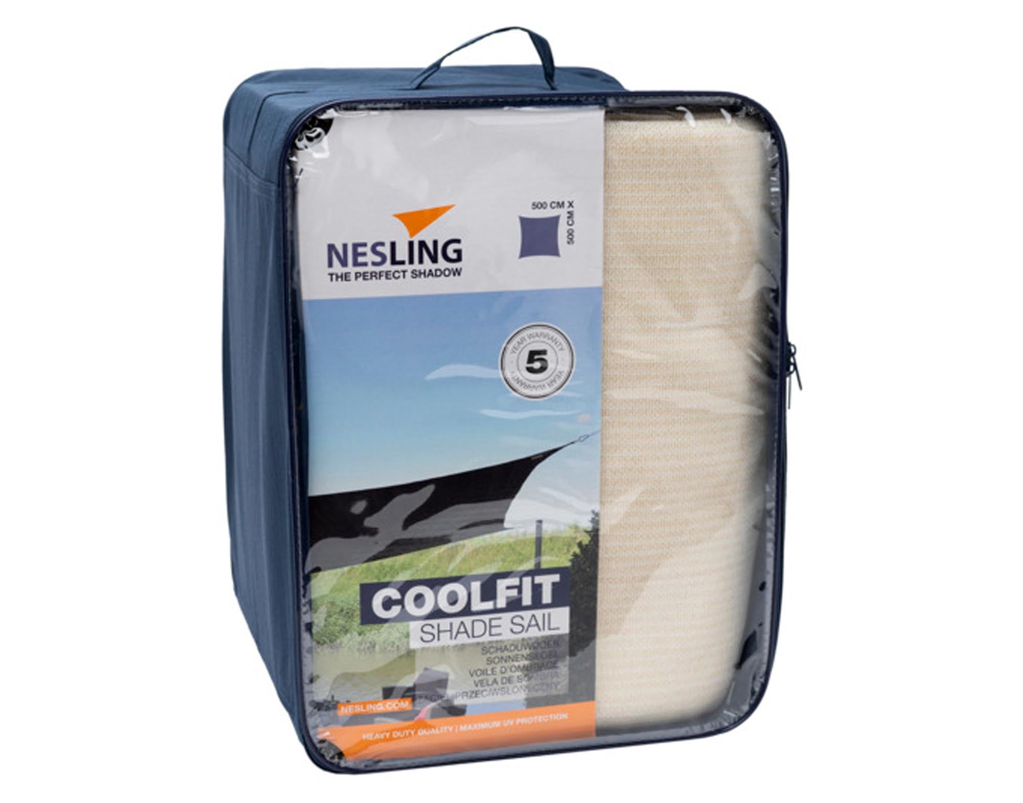 NESLING Voile d'ombrage carré Coolfit blanc cassé 500x500x500cm