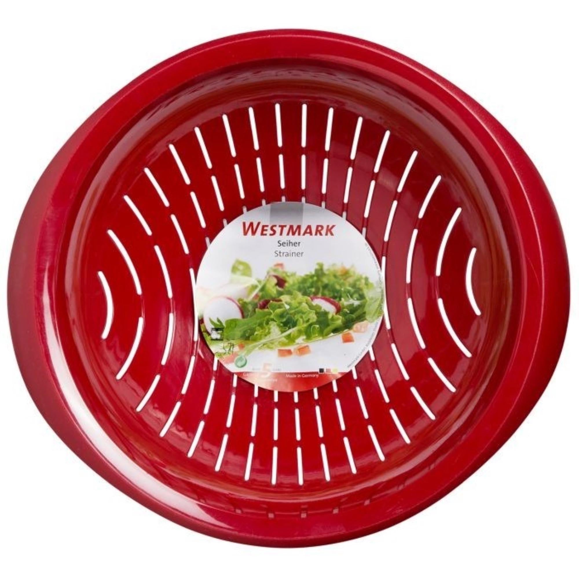Roter Salat-Seiher von Westmark, 25 cm, perfekt zum Abtropfen und Reinigen von Salat und Gemüse, robust und praktisch.