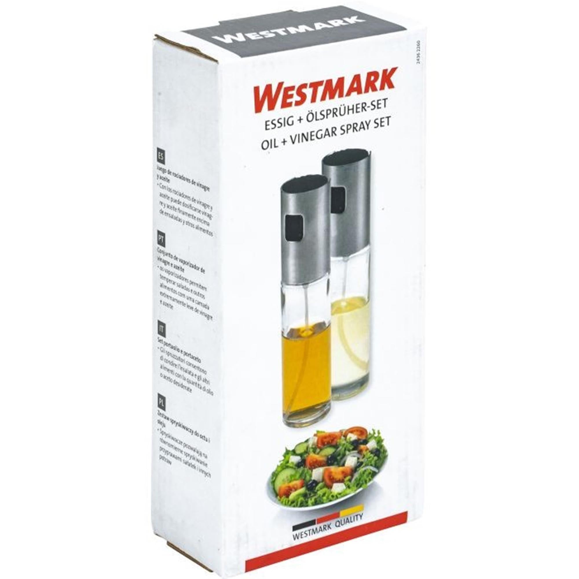 Praktisches Essig- und Ölsprüher-Set von Westmark, ideal für präzises Dosieren, modernes Design, Maße: 4cm x 17.5cm.