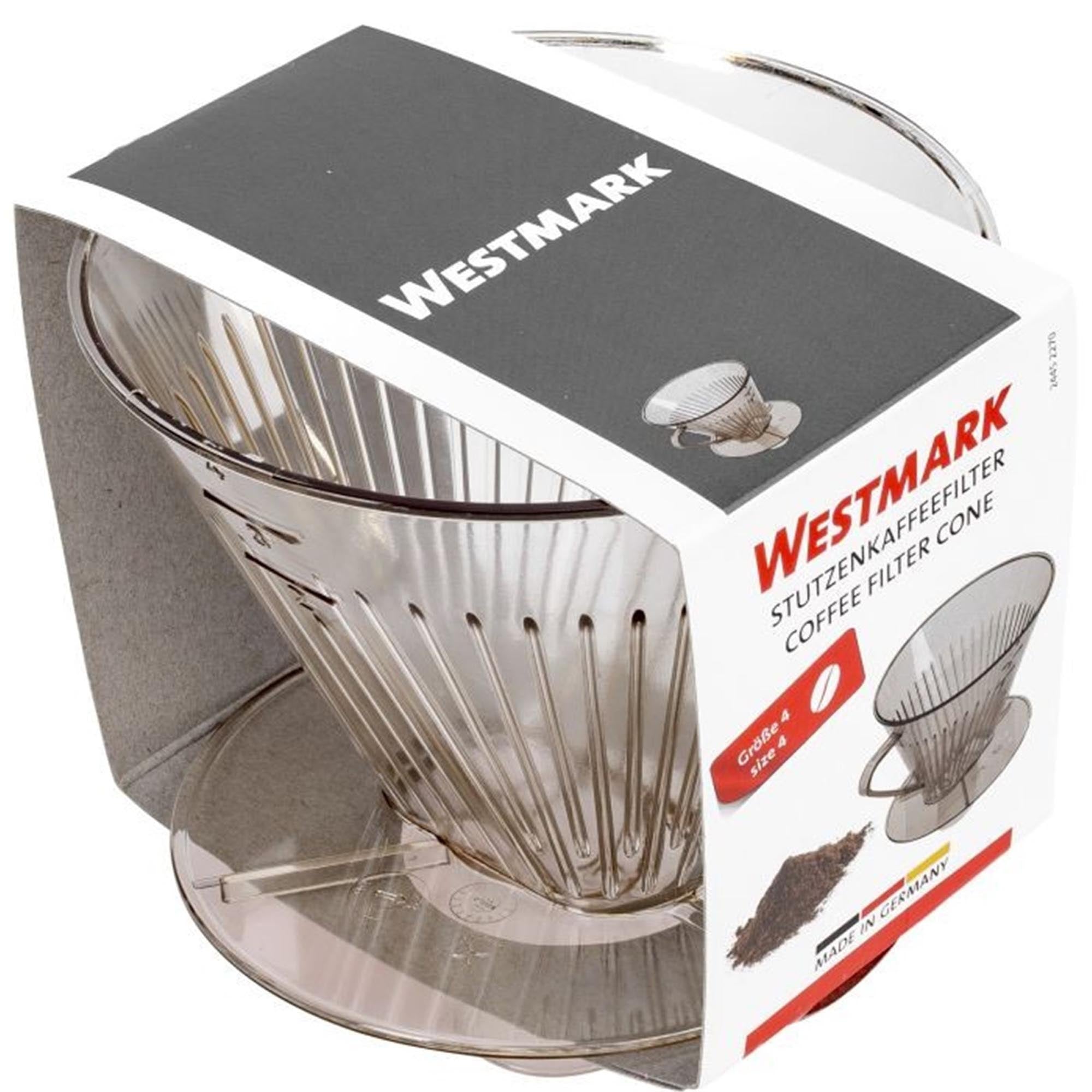 Praktischer Stutzen-Kaffeefilter von Westmark, 16x13.5x13.5cm, ideal für aromatischen Kaffee, robust und einfach zu handhaben.