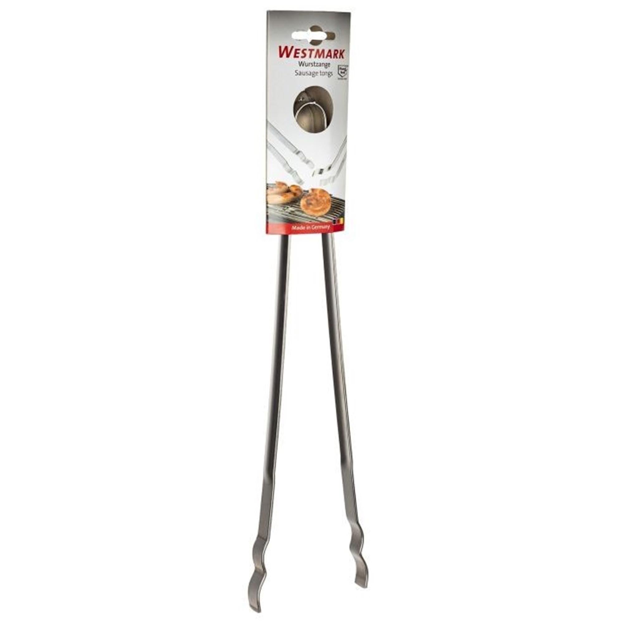 Praktische Wurstzange von Westmark, gerade Form, Maße 35.5x4.5x1.5cm, ideal für Grill und Küche, robust und handlich.