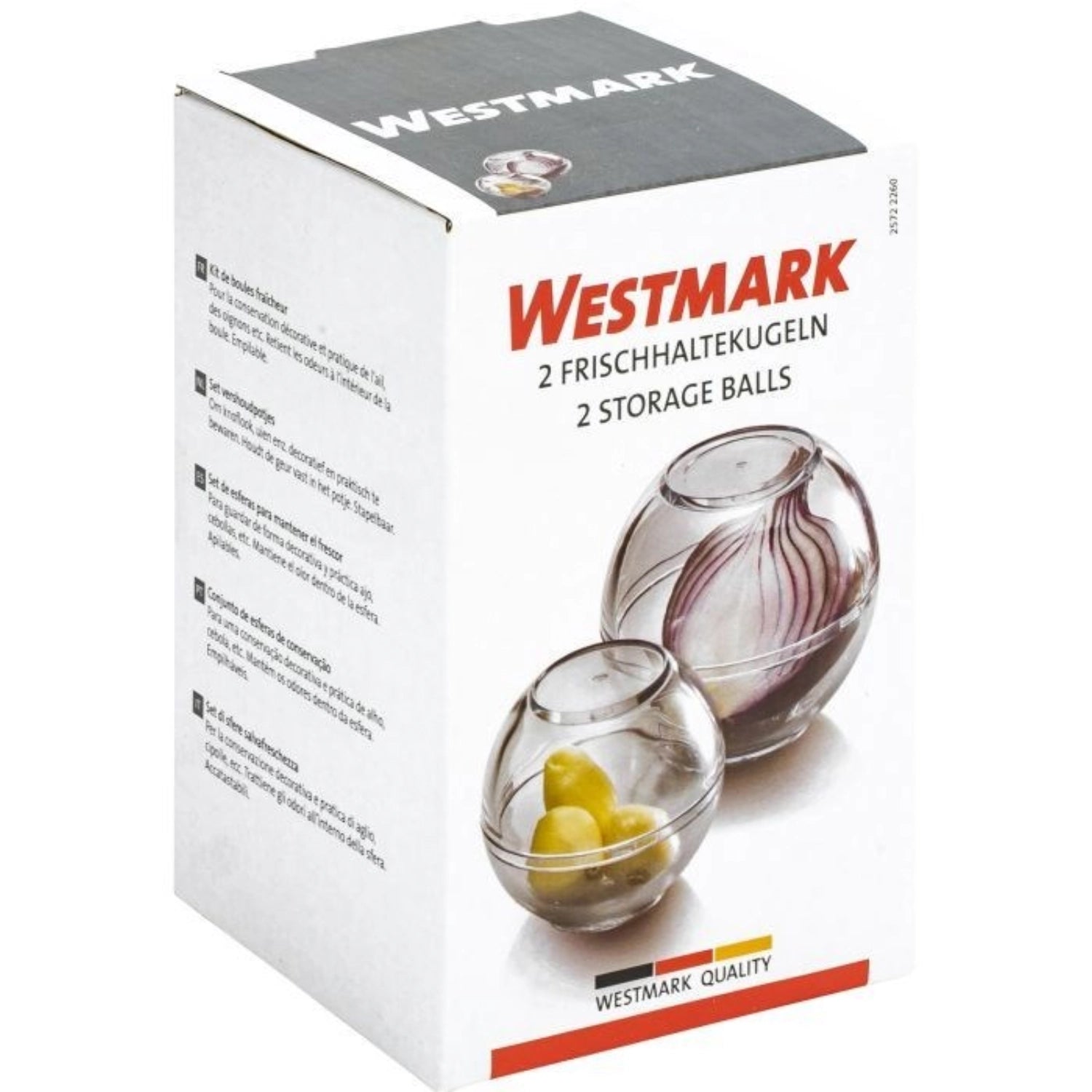 Praktisches 2-teiliges Frischhaltekugel-Set von Westmark, ideal für die Aufbewahrung von Lebensmitteln, kompakt und vielseitig.