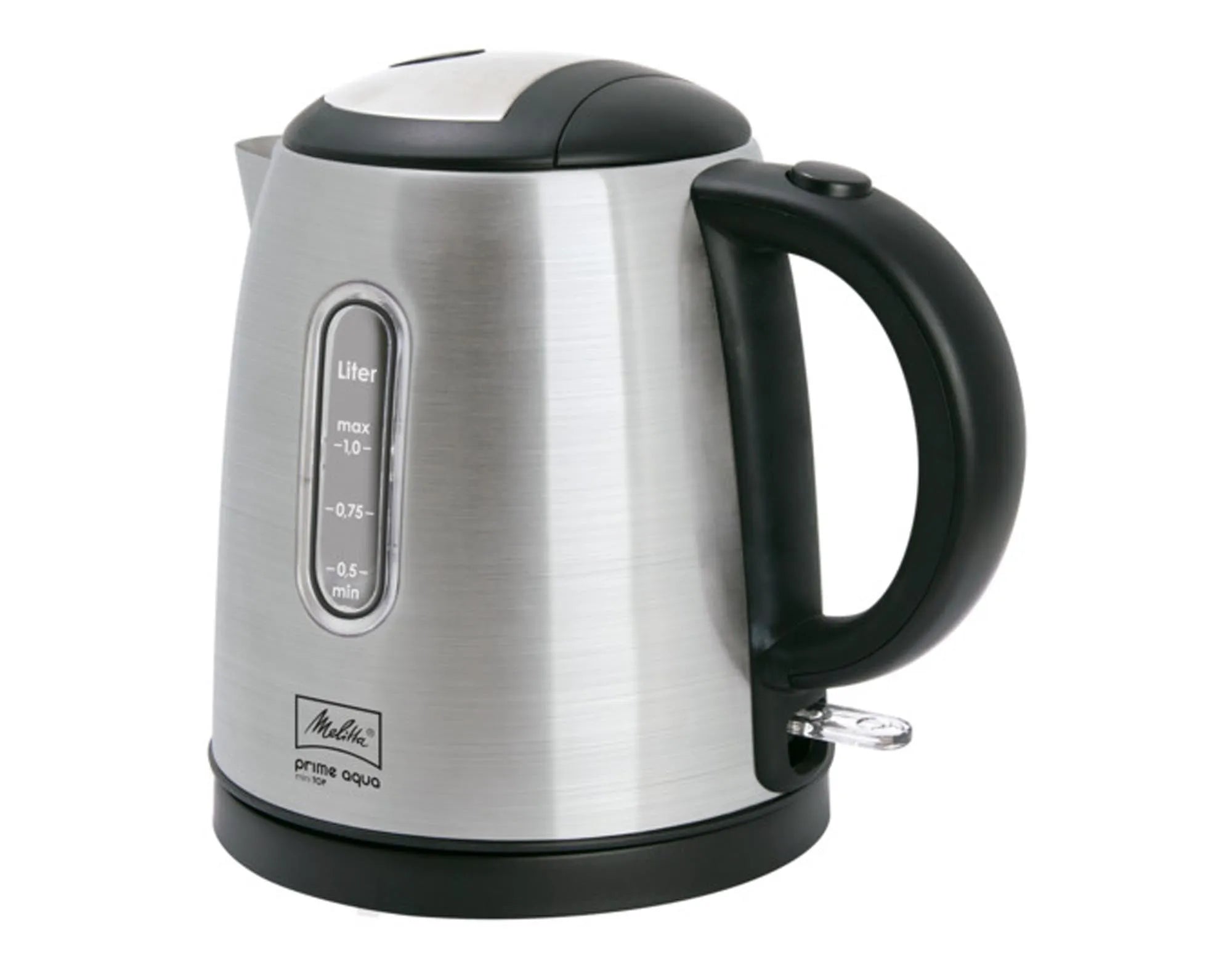 Kompakter 1L Wasserkocher von MELITTA, modern, BPA-frei, schnelle Erhitzung, sicher, ideal für kleine Haushalte.