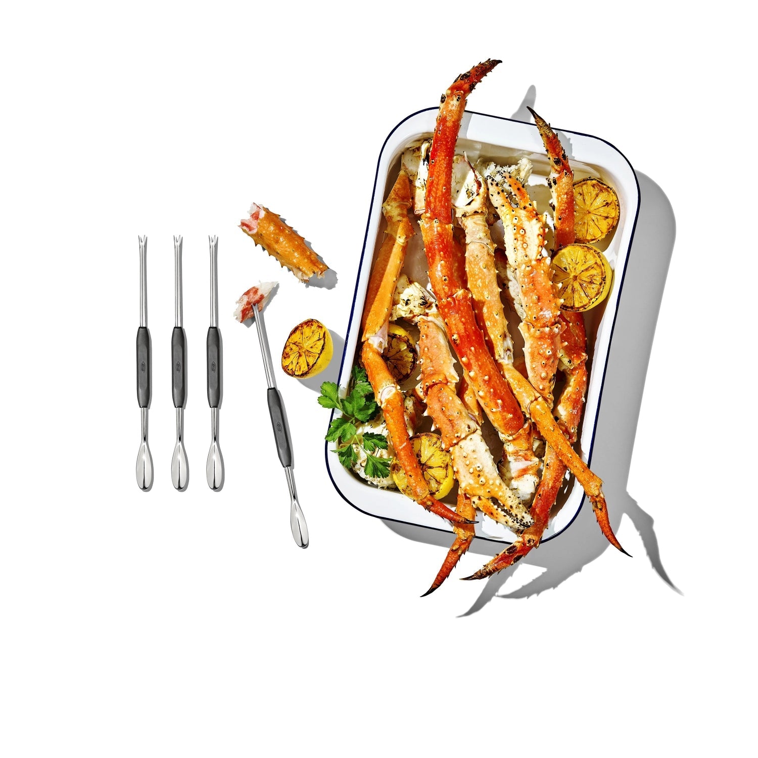 Das 4er Set OXO Good Grips Meeresfrüchte Picks bietet komfortable, ergonomische Werkzeuge für müheloses Genießen von Meeresfrüchten.