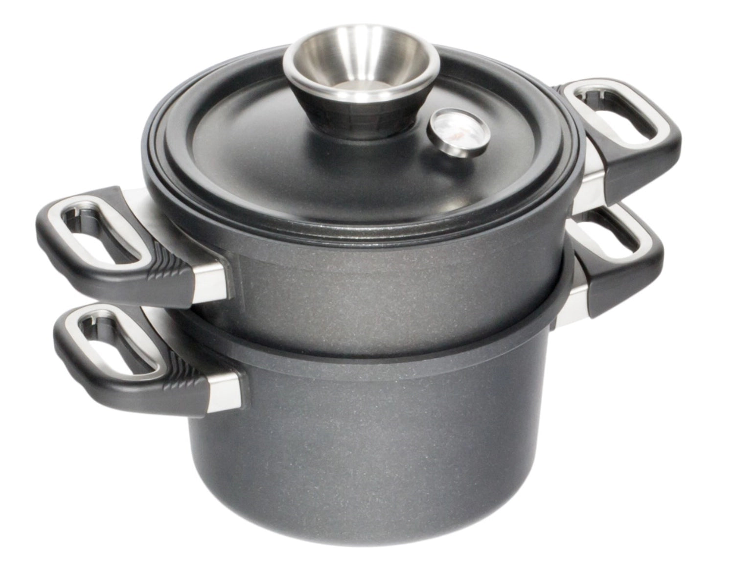 Set Topf Wasserl- Kochen Induk.D24cm, Dünster/Deckel in Silber präsentiert im Onlineshop von KAQTU Design AG. Topf ist von AMT