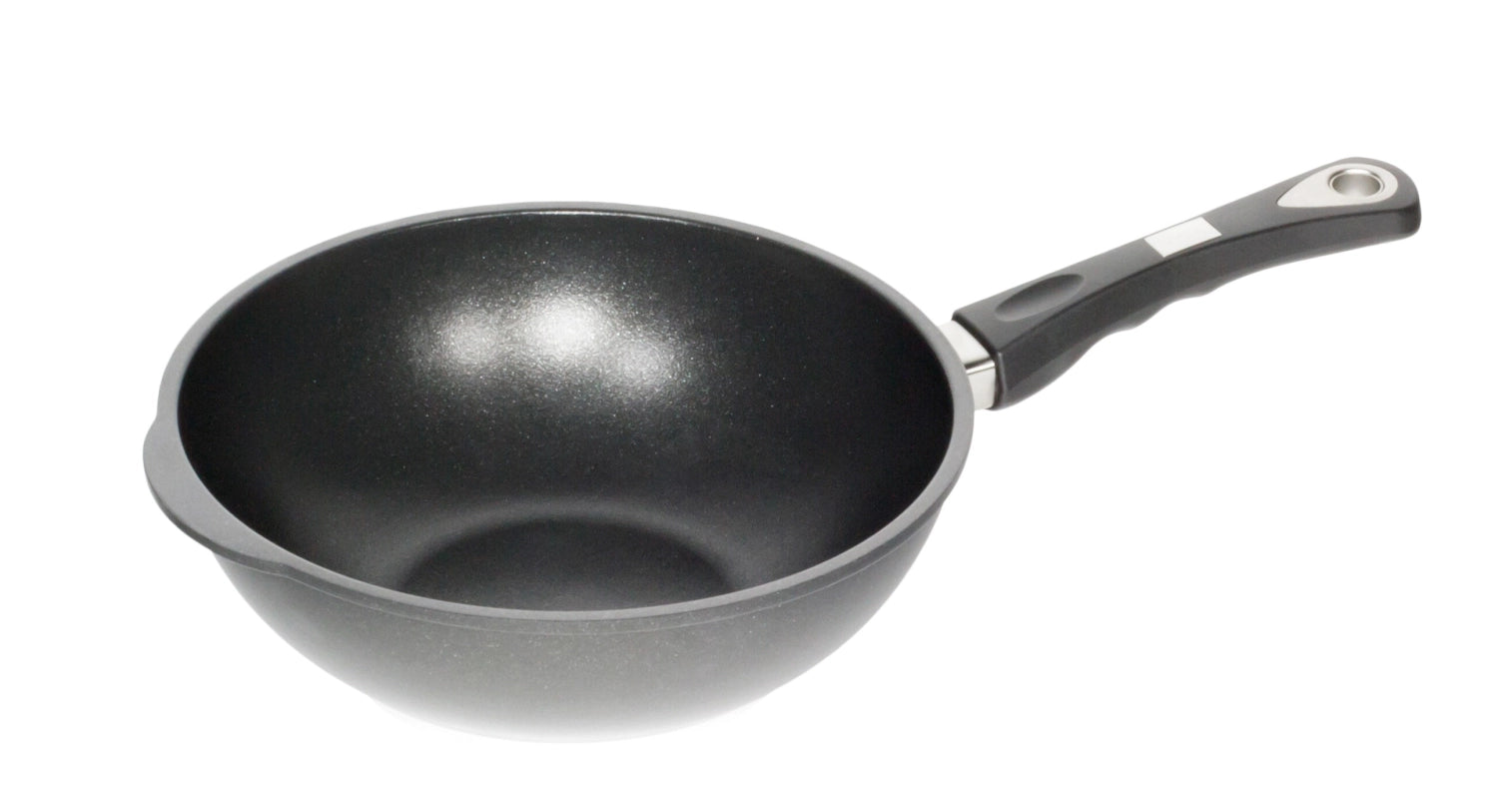 Induktions-Wok D26cm, H11cm m. Stiel in Schwarz präsentiert im Onlineshop von KAQTU Design AG. Küchengerät ist von AMT