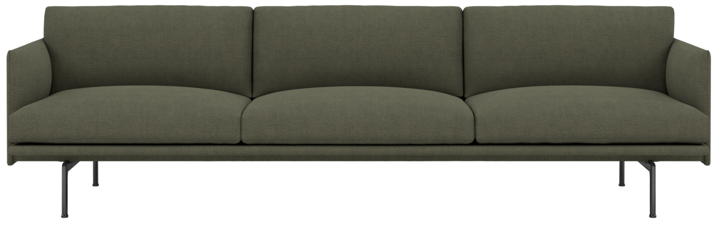 Outline 3 1/2 Sofa in Grün / Schwarz präsentiert im Onlineshop von KAQTU Design AG. 4er Sofa ist von Muuto