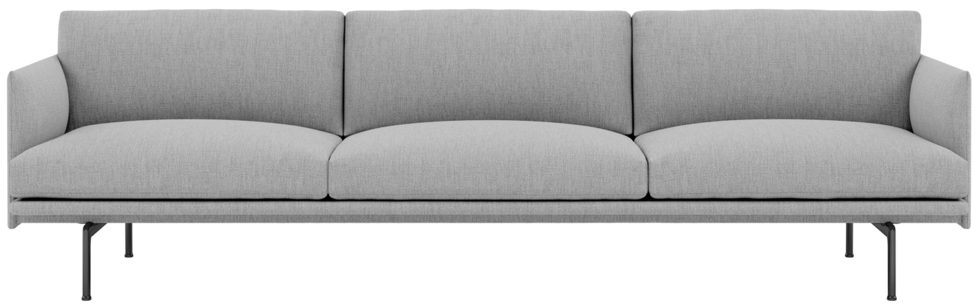 Outline 3 1/2 Sofa in Hellgrau / Schwarz präsentiert im Onlineshop von KAQTU Design AG. 4er Sofa ist von Muuto