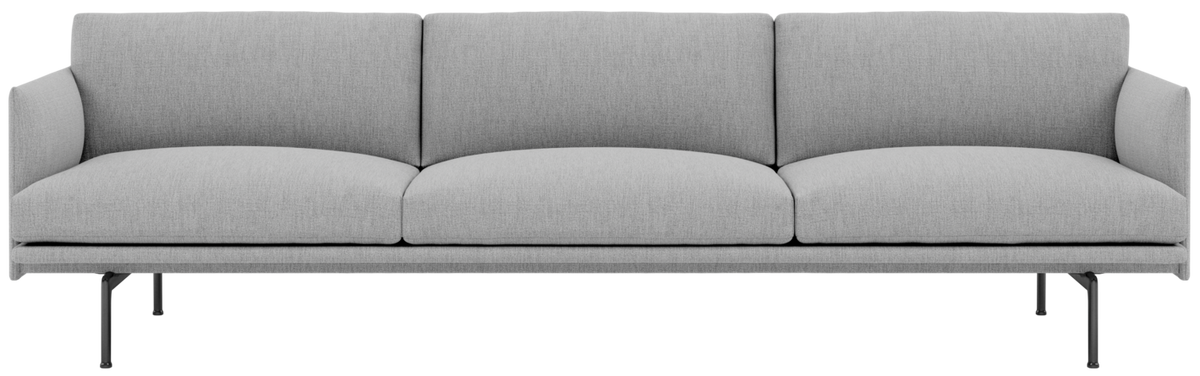 Outline 3 1/2 Sofa in Hellgrau / Schwarz präsentiert im Onlineshop von KAQTU Design AG. 4er Sofa ist von Muuto