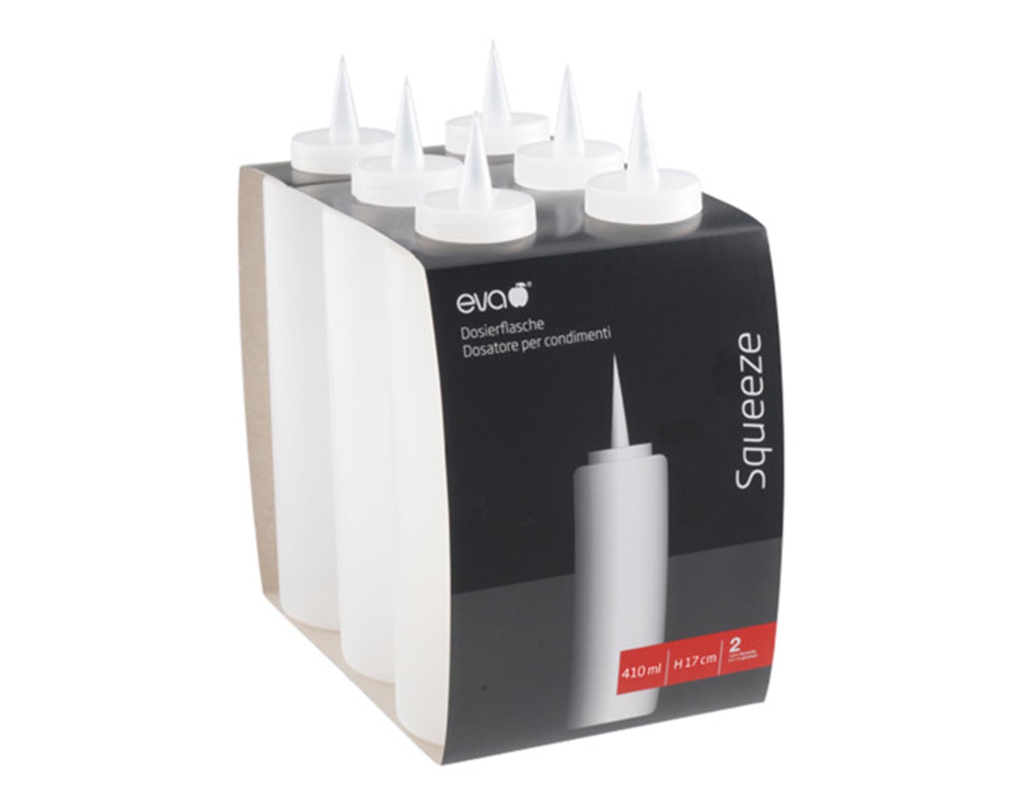 Stilvolle 410 ml Dosierflasche von EVA BLACK: Präzise, BPA-frei, spülmaschinenfest, ideal für Öl, Essig und Sossen.
