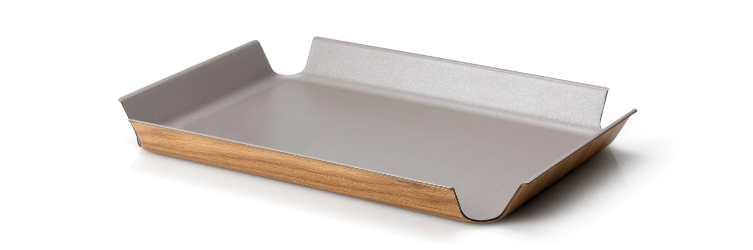 Plateau antidérapant taupe métallisé, 41x29,5 cm