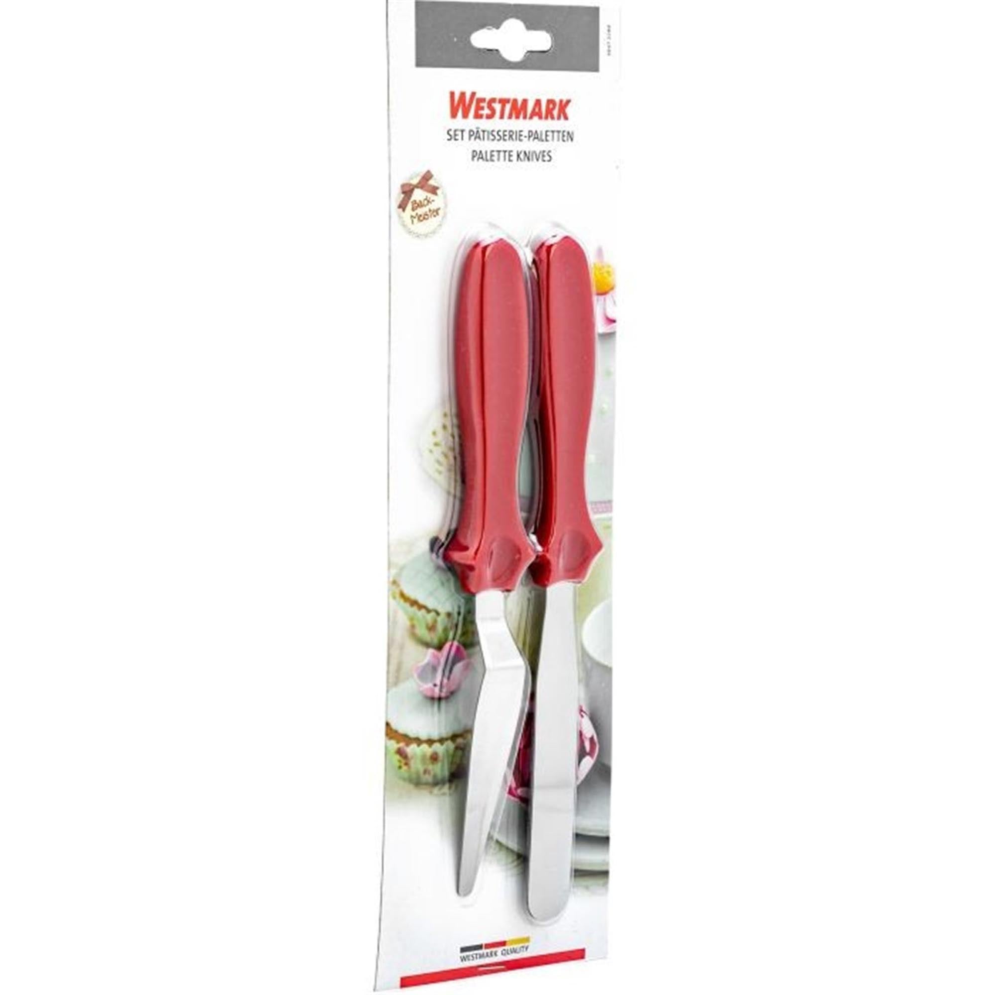 Praktisches 2er Set Pâtisserie-Paletten von Westmark, ideal zum Verstreichen und Dekorieren von Kuchen und Gebäck.