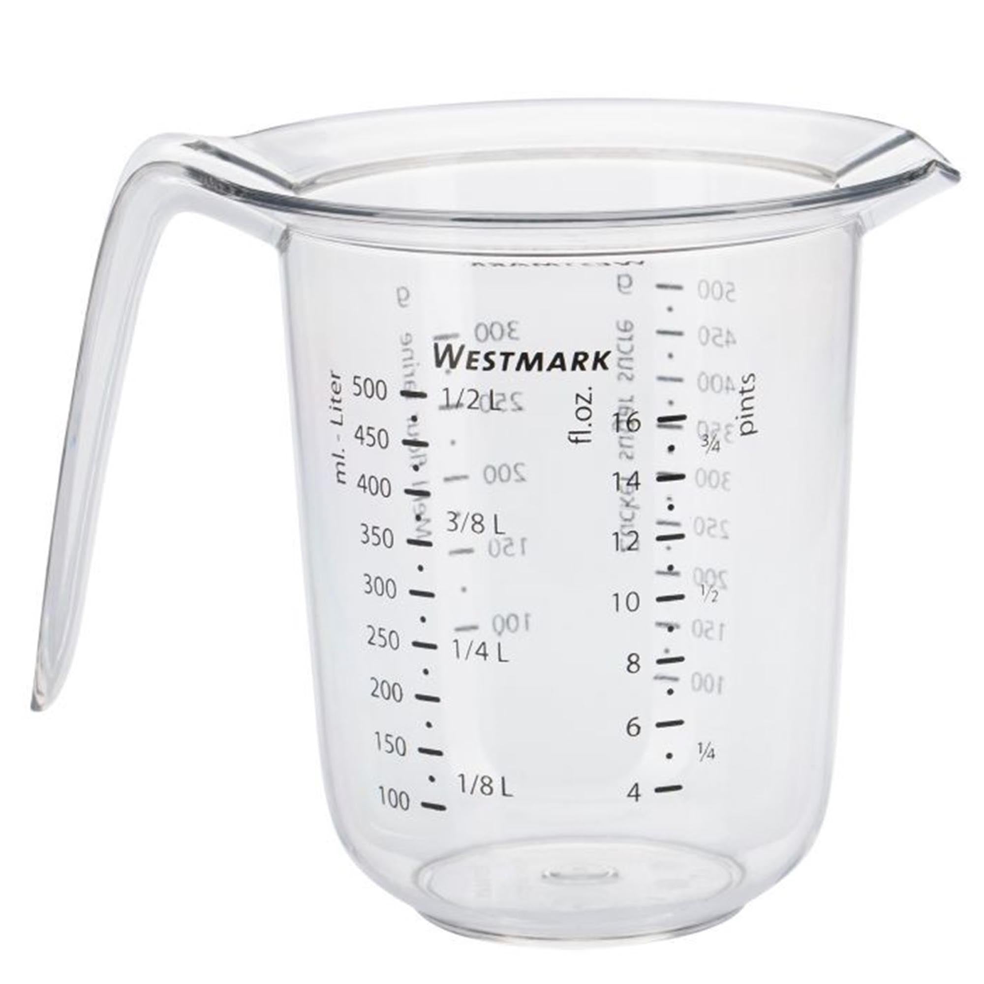 Praktische 0,5 l Messkanne von Westmark, ideal zum genauen Abmessen von Flüssigkeiten und Zutaten in der Küche.