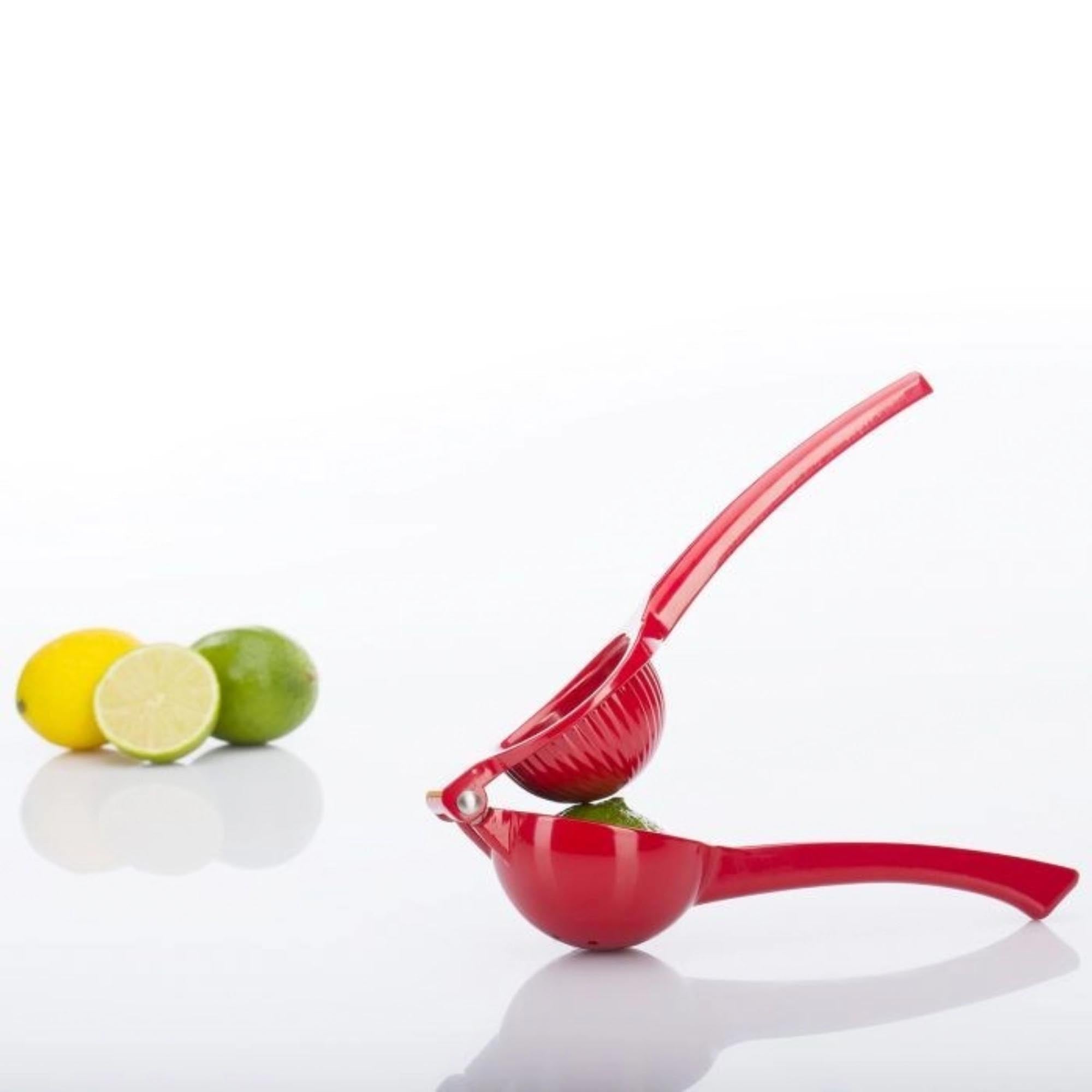 Rote Zitruspresse von Westmark, 22x7.5x5cm, ideal für Limetten und Zitronen, kompakt und praktisch für frischen Saft.