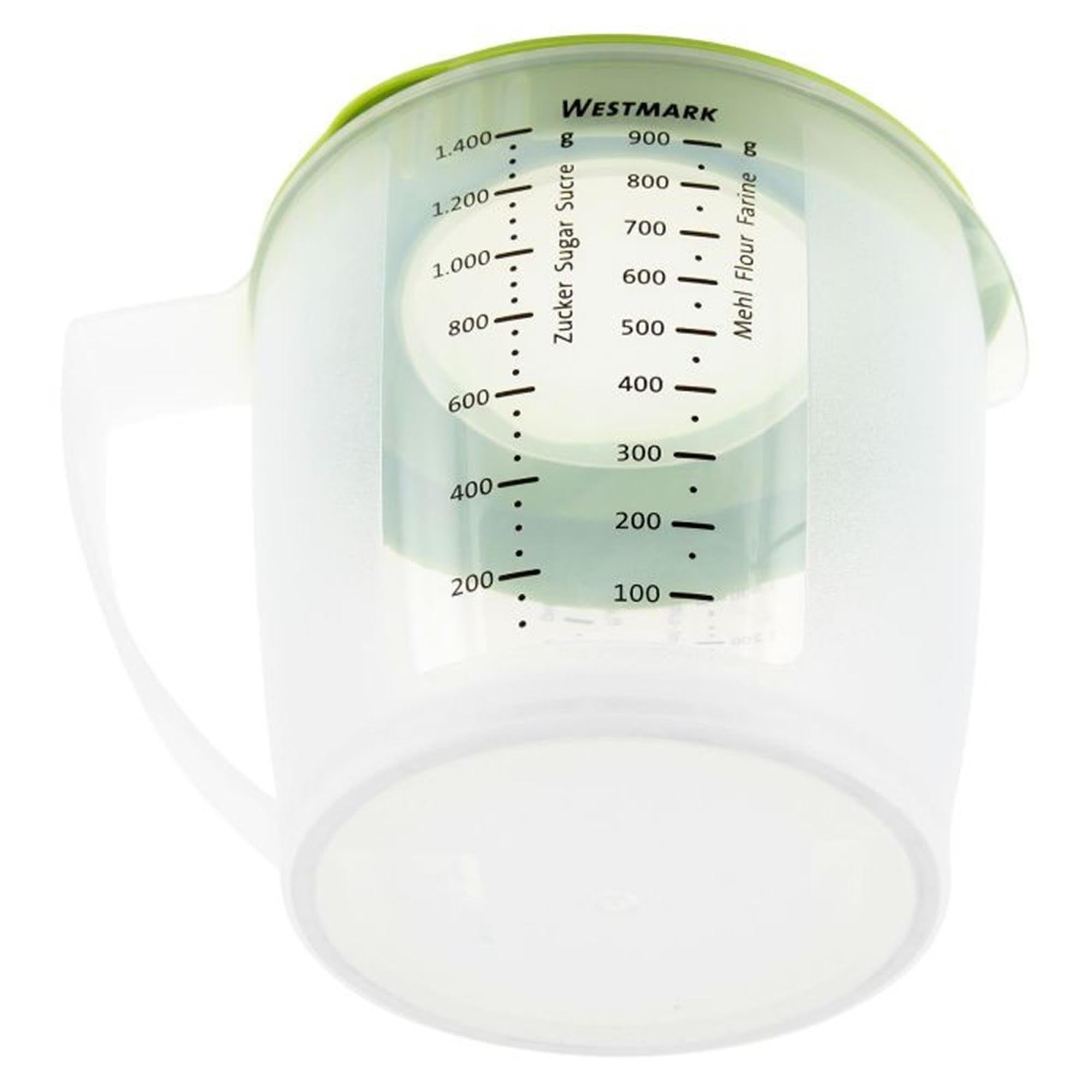 Rührbecher Helena in apfelgrün, 1.4L, mit Deckel, Ø14.8cm, H15cm, ideal für Küche und Backen, von Westmark.