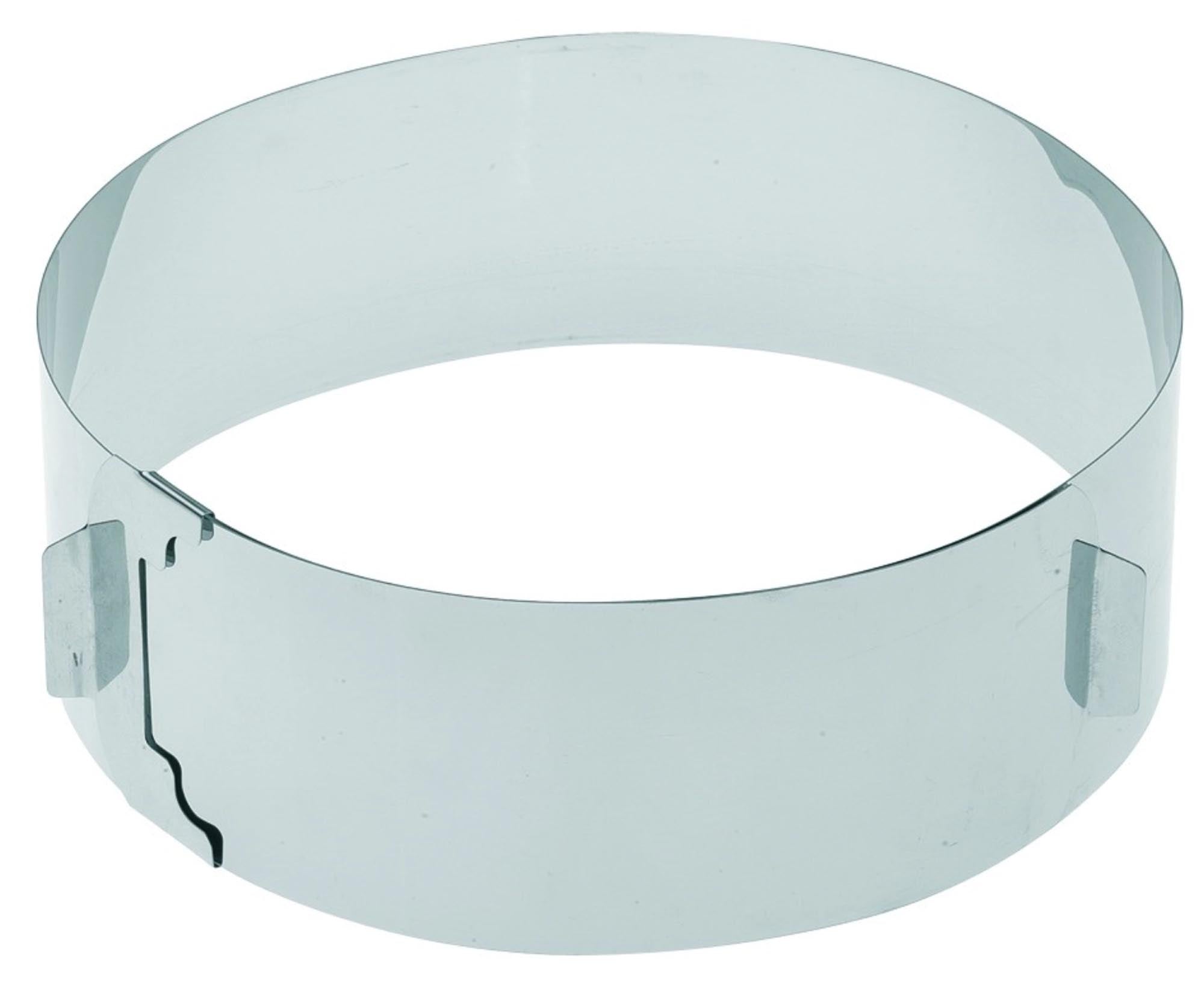 Tortenring, verstellbar v. D16 - D30cm, 18x16x8.5cm in Silber präsentiert im Onlineshop von KAQTU Design AG. Backutensilien ist von Westmark