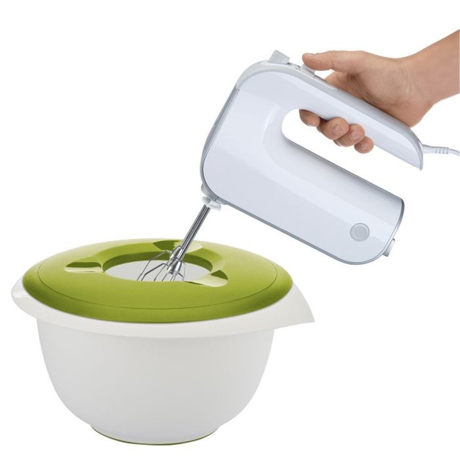 Rührschüssel 2.5 l, apfelgrün, mit Spritzschutz, Maße 25x24x14 cm, ideal für Backen und Mixen, hochwertig und funktional, von Westmark.