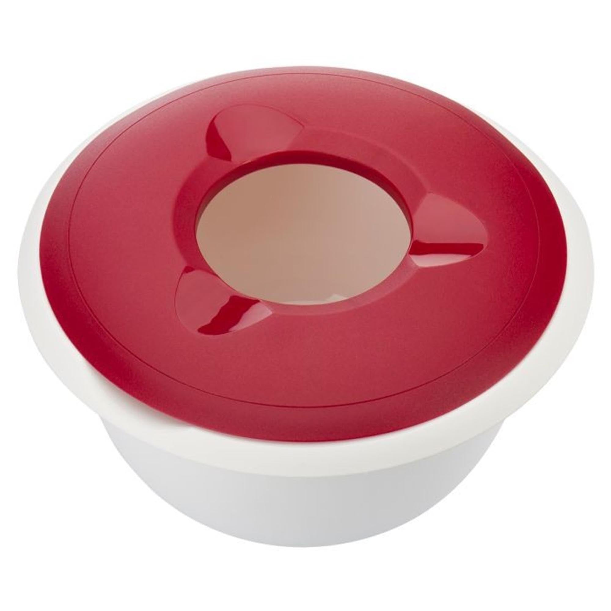 Rote Rührschüssel mit Spritzschutz, 2.5 Liter, 25x24x14 cm, ideal für sauberes Mixen und Backen, hochwertige Qualität von Westmark.