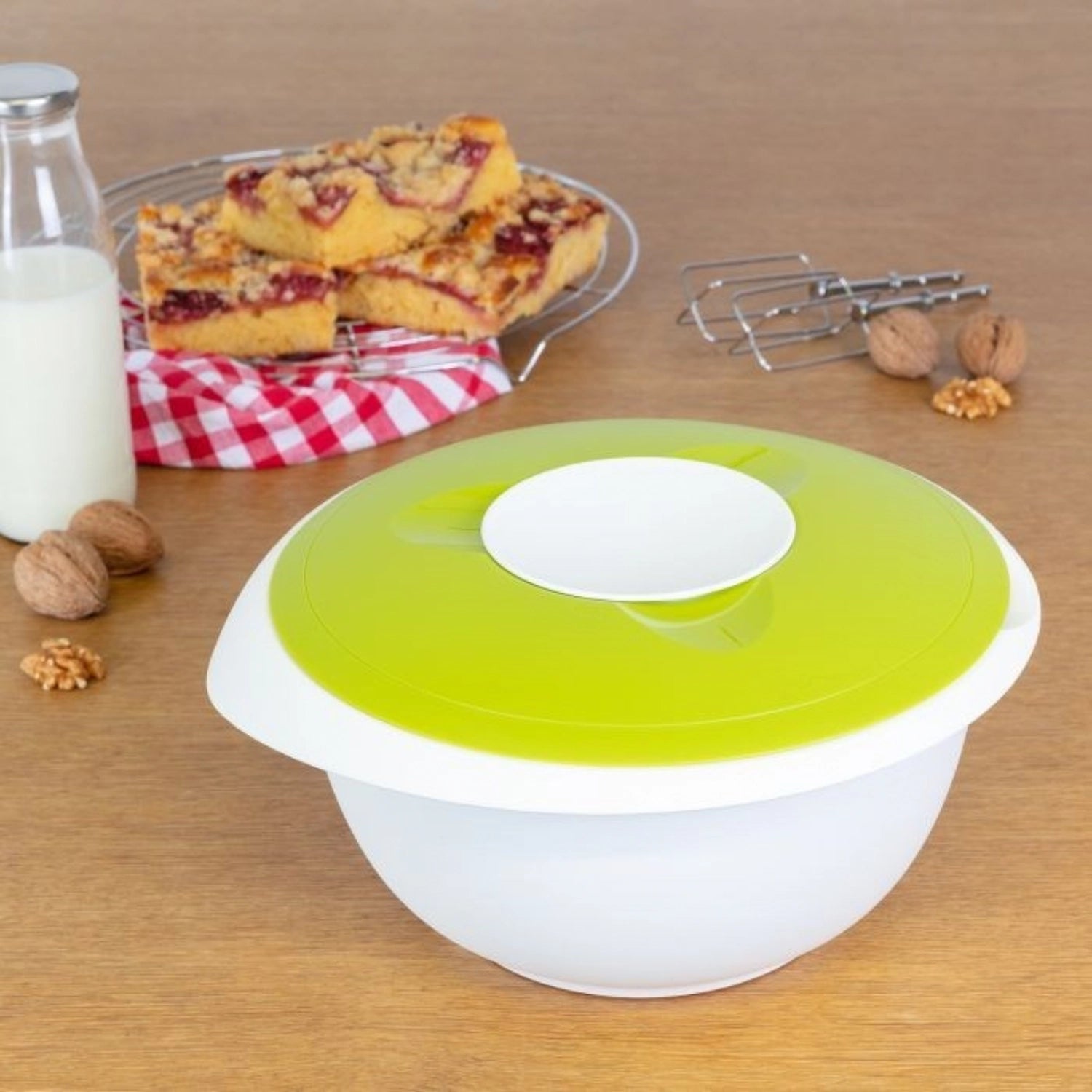 Bol mélangeur avec protection anti-éclaboussures, vert pomme, 28,5x27x14cm, 3 l