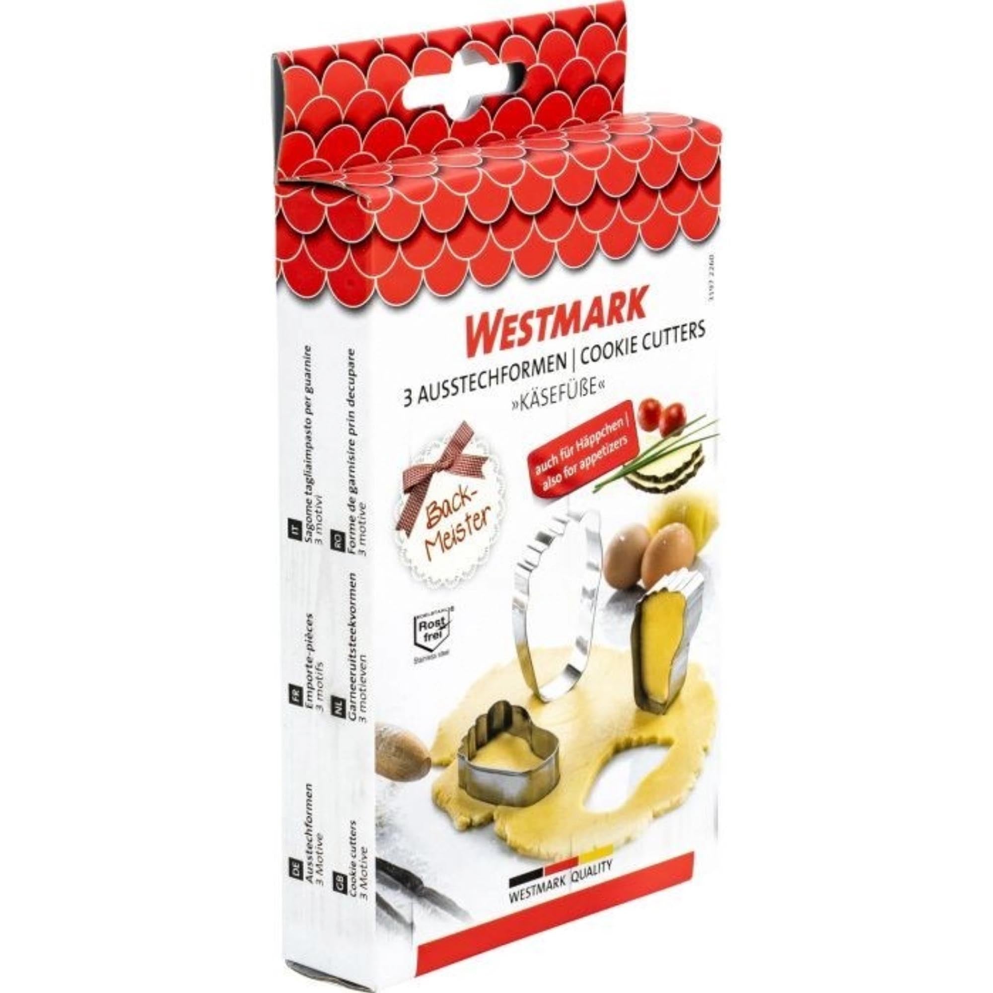 3-teiliges Ausstechformen-Set in Fußform von Westmark, ideal für kreative Backprojekte, Kekse und Dekorationen.