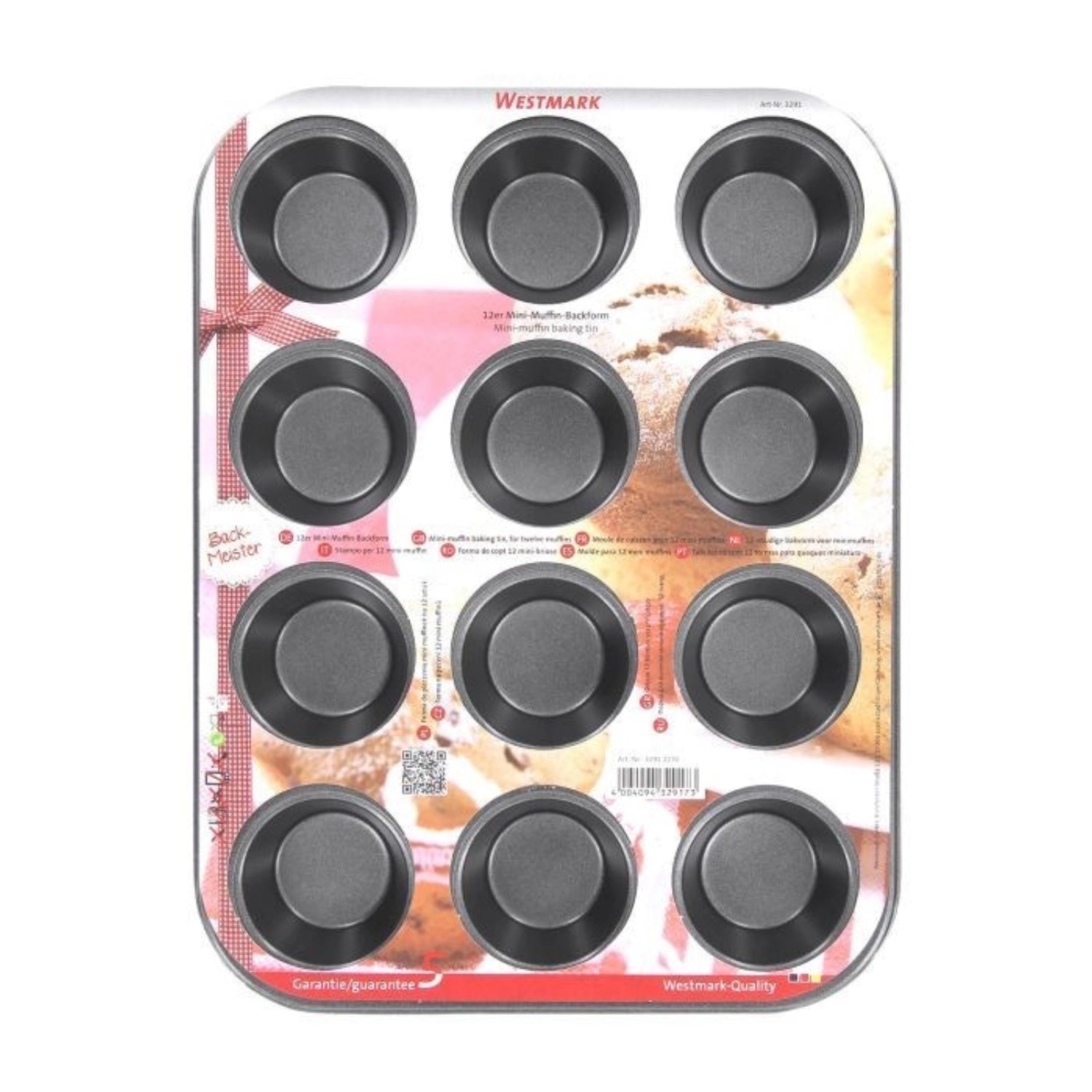 Moule à 12 mini muffins Backmeister, 25x19x2cm, antiadhésif