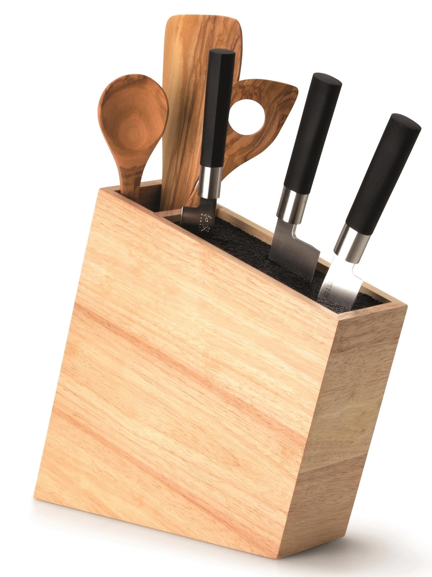 Gummibaum Messerbl. schräg flex. Einsatz/Behälter,31x9x28 cm