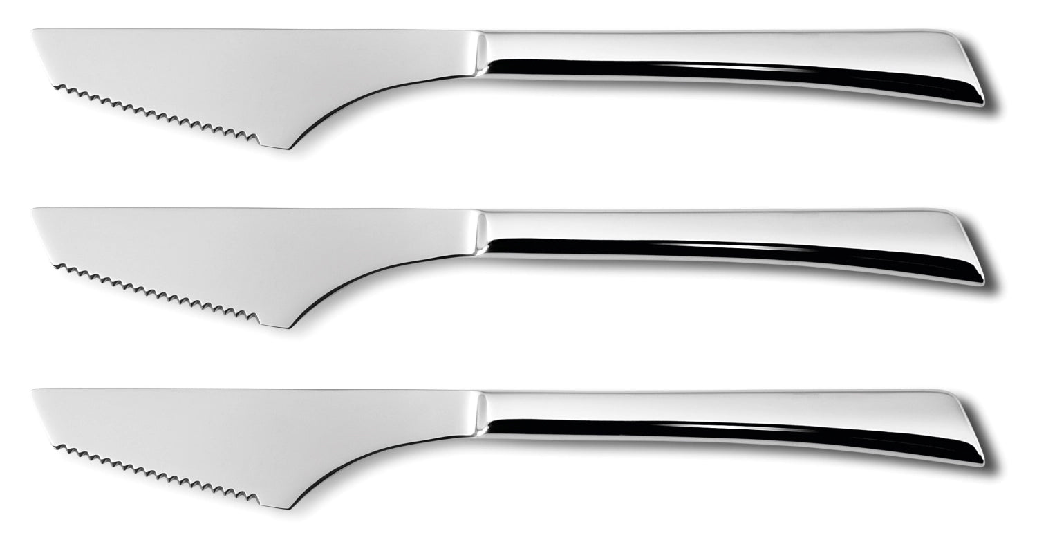 3er Set Napoli Pizzamesser 18/0 auf Blisterkarte in Silber präsentiert im Onlineshop von KAQTU Design AG. Pizza ist von Comas