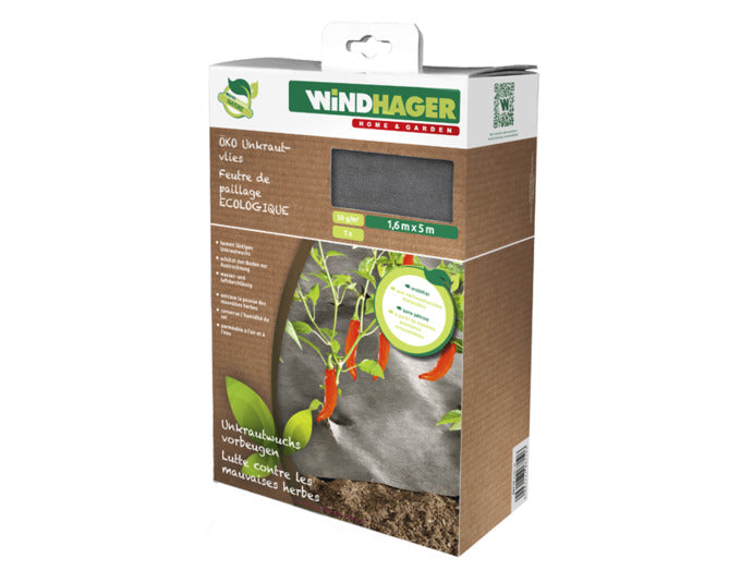 WINDHAGER Unkraut-Vlies Öko 5x1.6 m SB schwarz in  präsentiert im Onlineshop von KAQTU Design AG. Gartenpflege ist von WINDHAGER